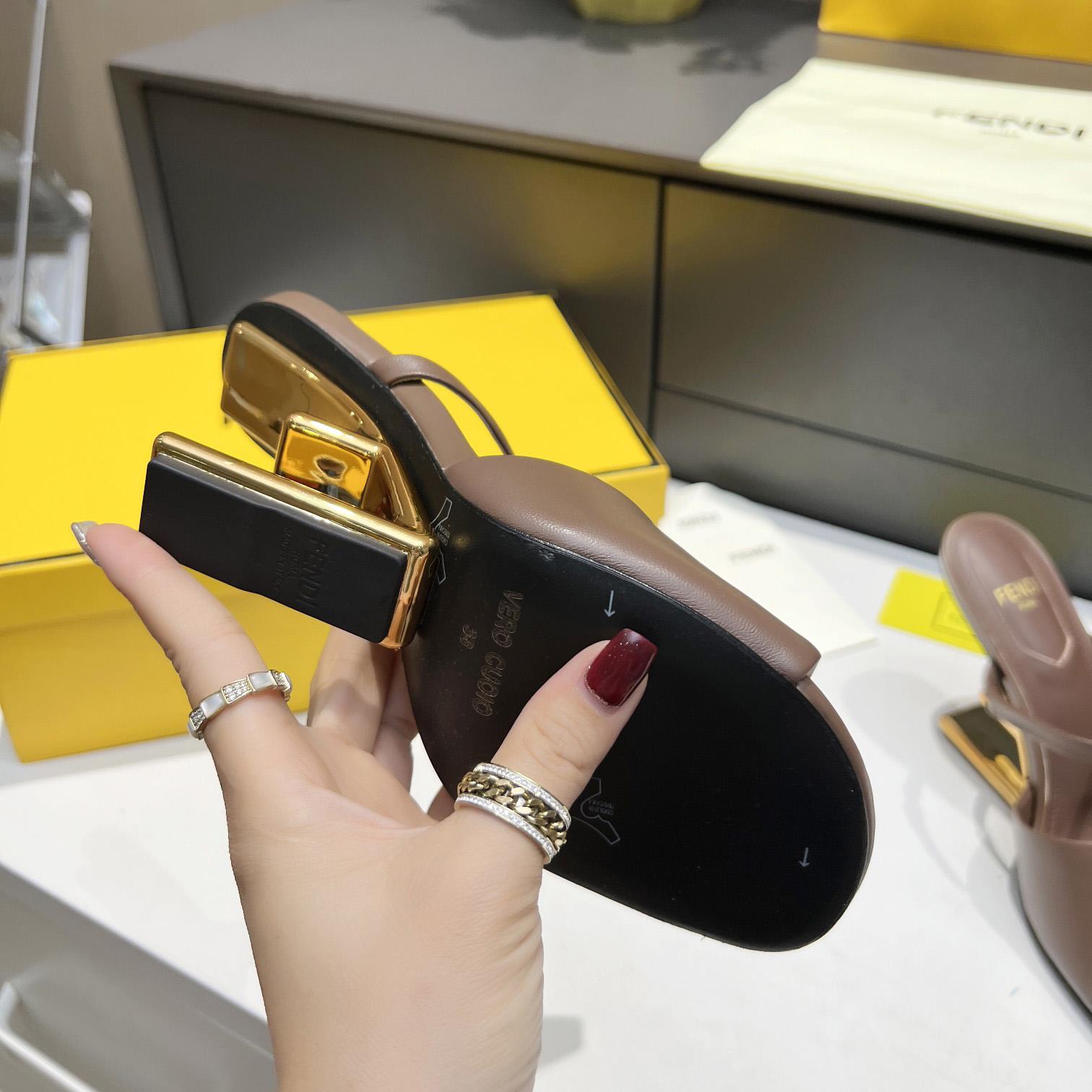 Fendi First Black Leather High-Heeled Sandals - DopestKickz