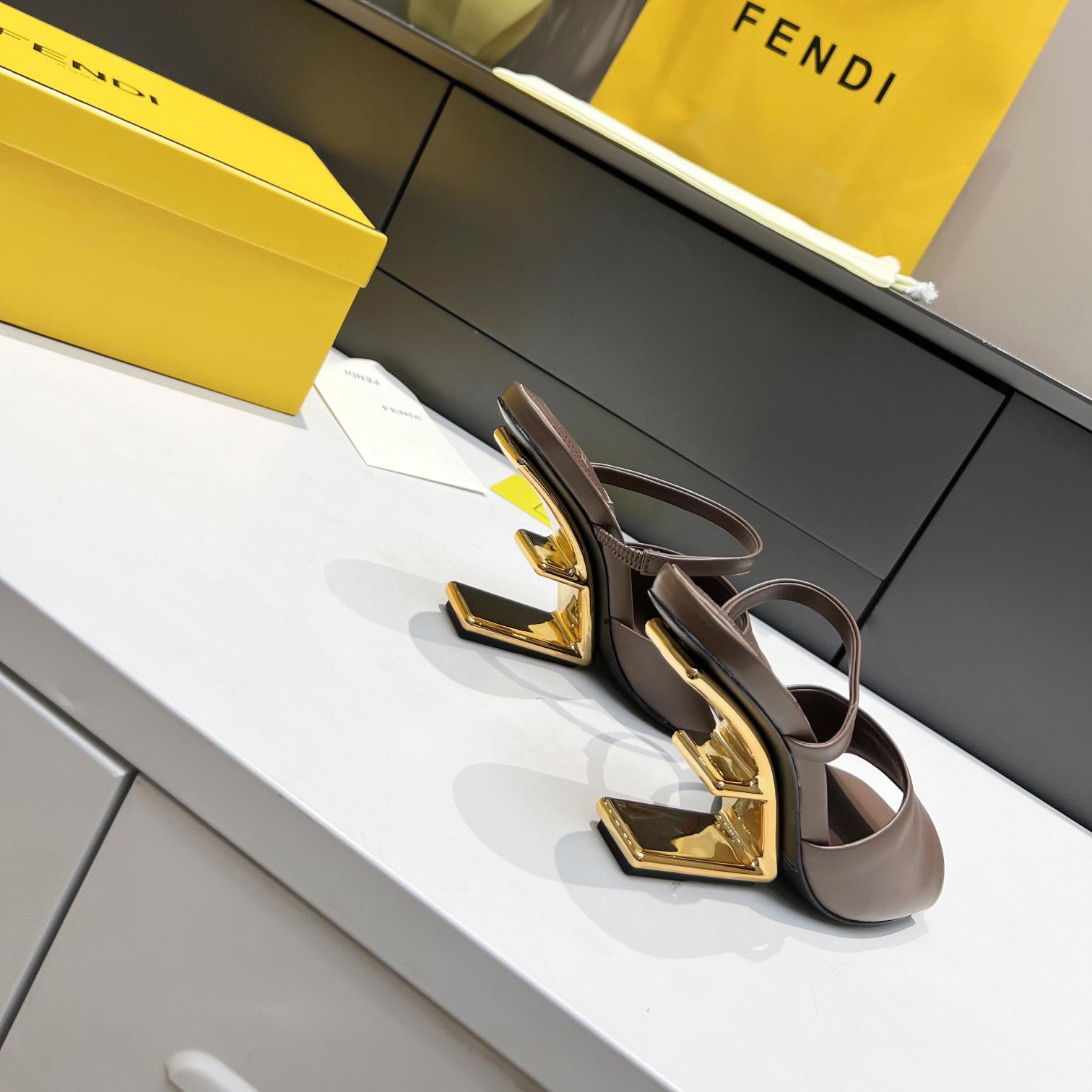 Fendi First Black Leather High-Heeled Sandals - DopestKickz