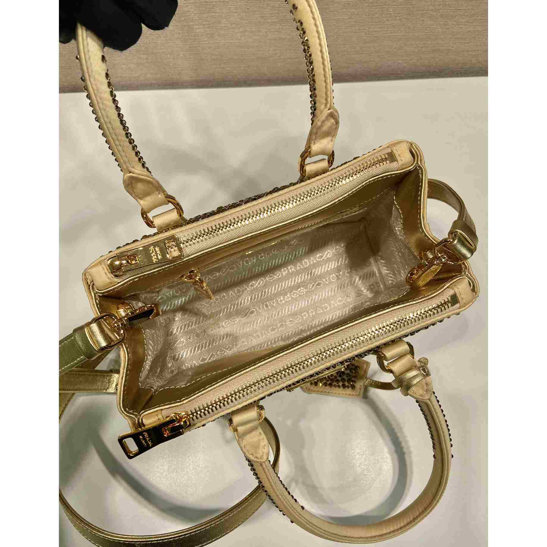 Prada Galleria Satin Mini-bag With Crystals - DopestKickz