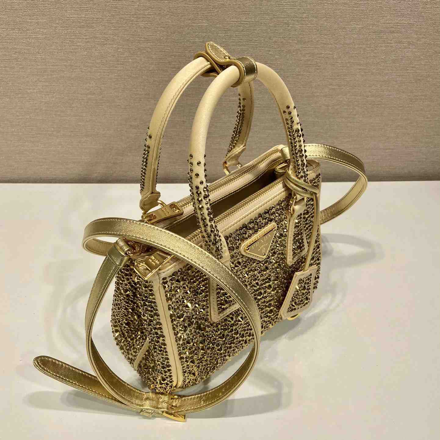 Prada Galleria Satin Mini-bag With Crystals - DopestKickz