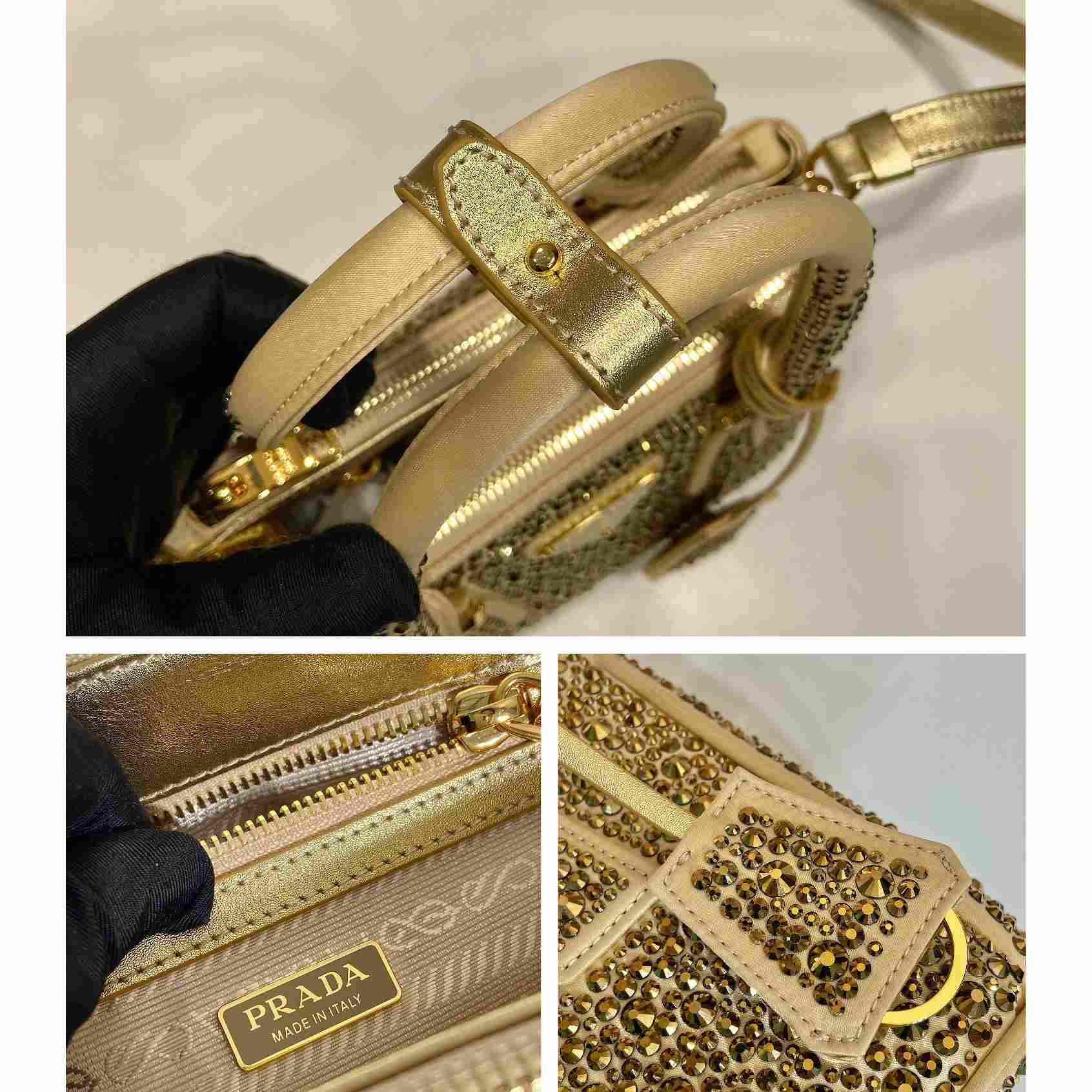 Prada Galleria Satin Mini-bag With Crystals - DopestKickz