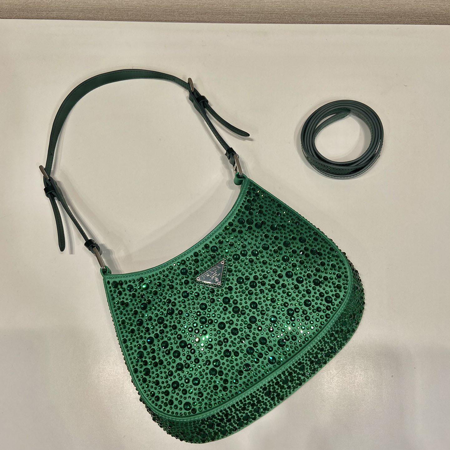 Prada Cleo Satin Bag With Crystals - DopestKickz