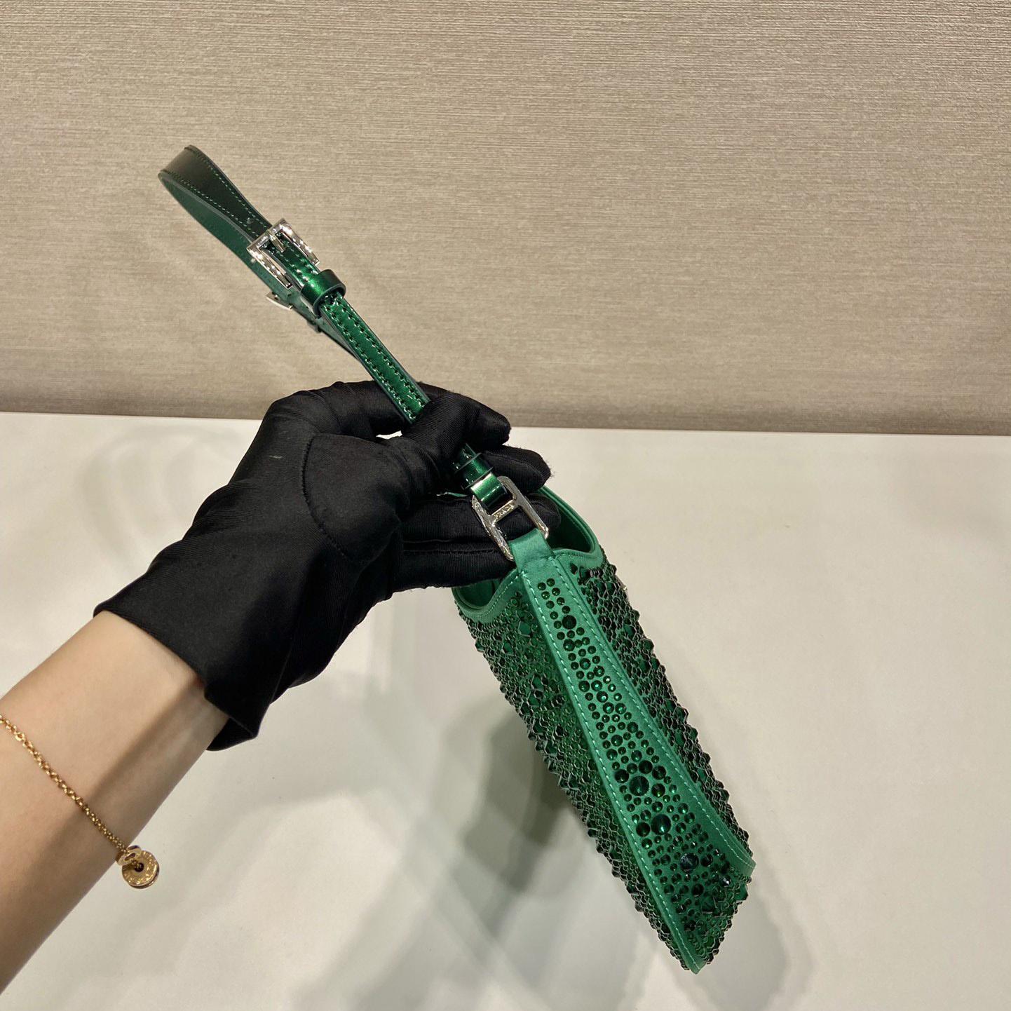 Prada Cleo Satin Bag With Crystals - DopestKickz