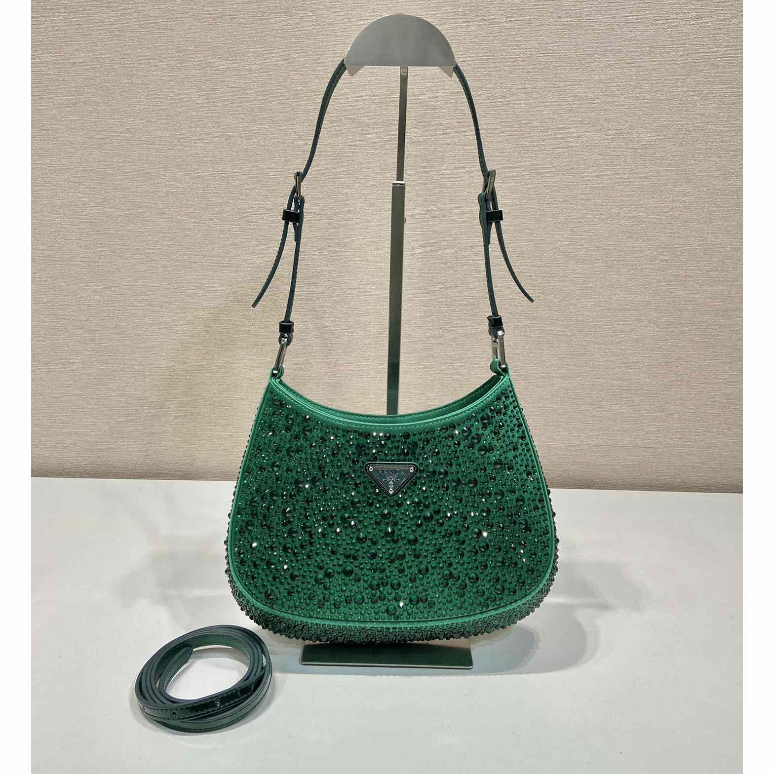 Prada Cleo Satin Bag With Crystals - DopestKickz