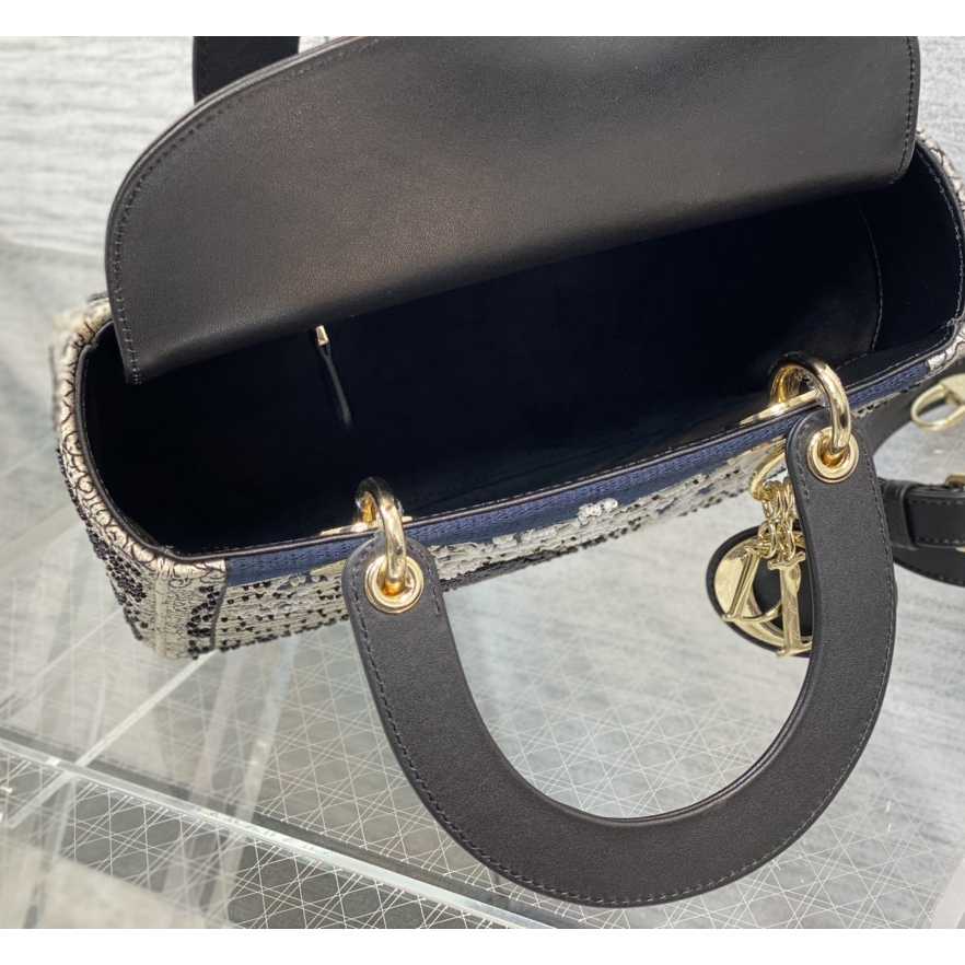 Dior Embroidered La Roue La Fortune Tarot Medium Lady Dior Blue - DopestKickz