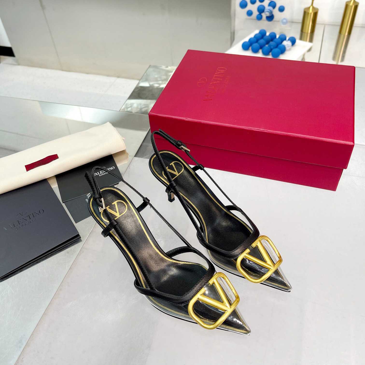 Valenti  VLogo Signature Slingback Pump In Transparent Polymer Material  80MM - DopestKickz