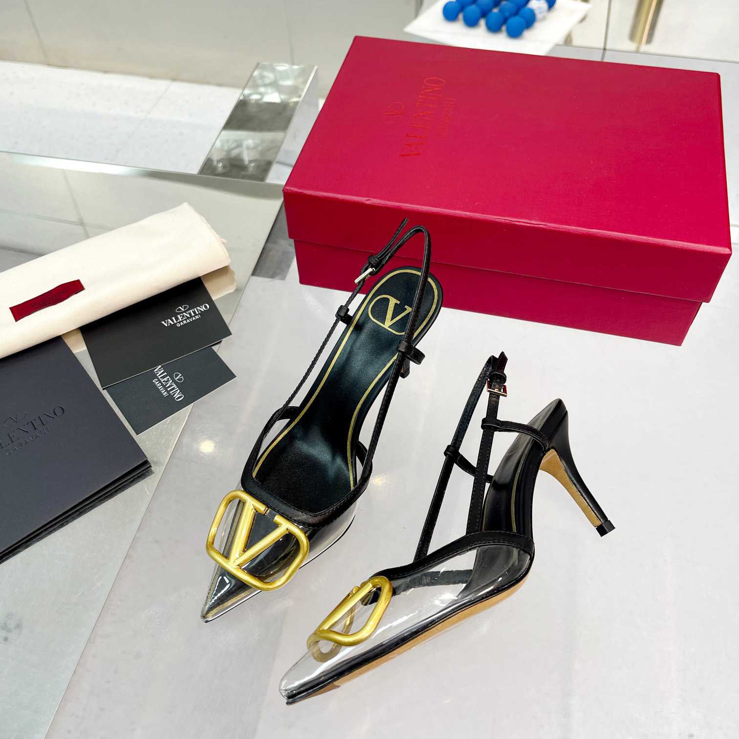 Valenti  VLogo Signature Slingback Pump In Transparent Polymer Material  80MM - DopestKickz