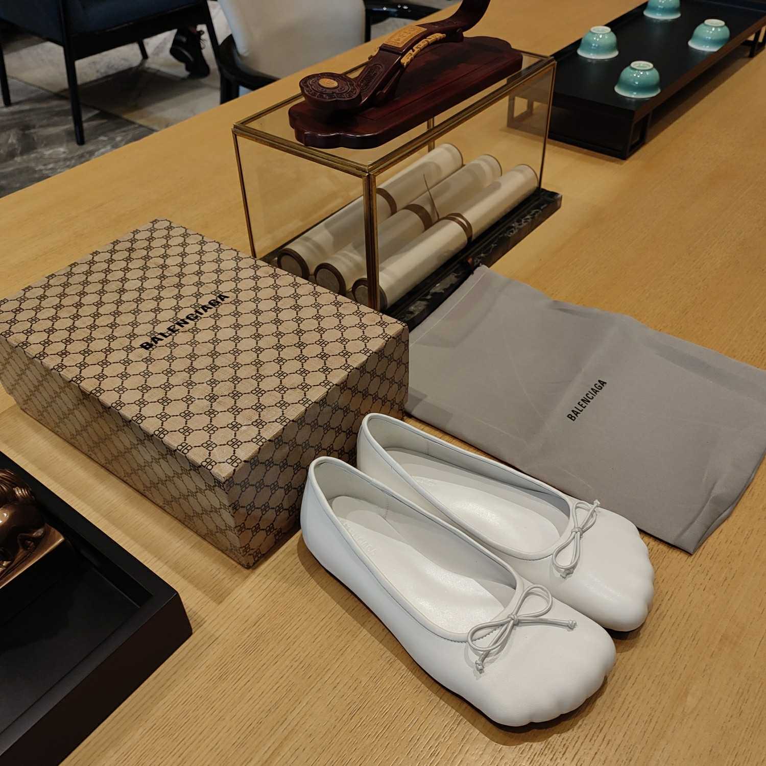 Balenciaga Women's Black Fetish Ballerina Flats - DopestKickz