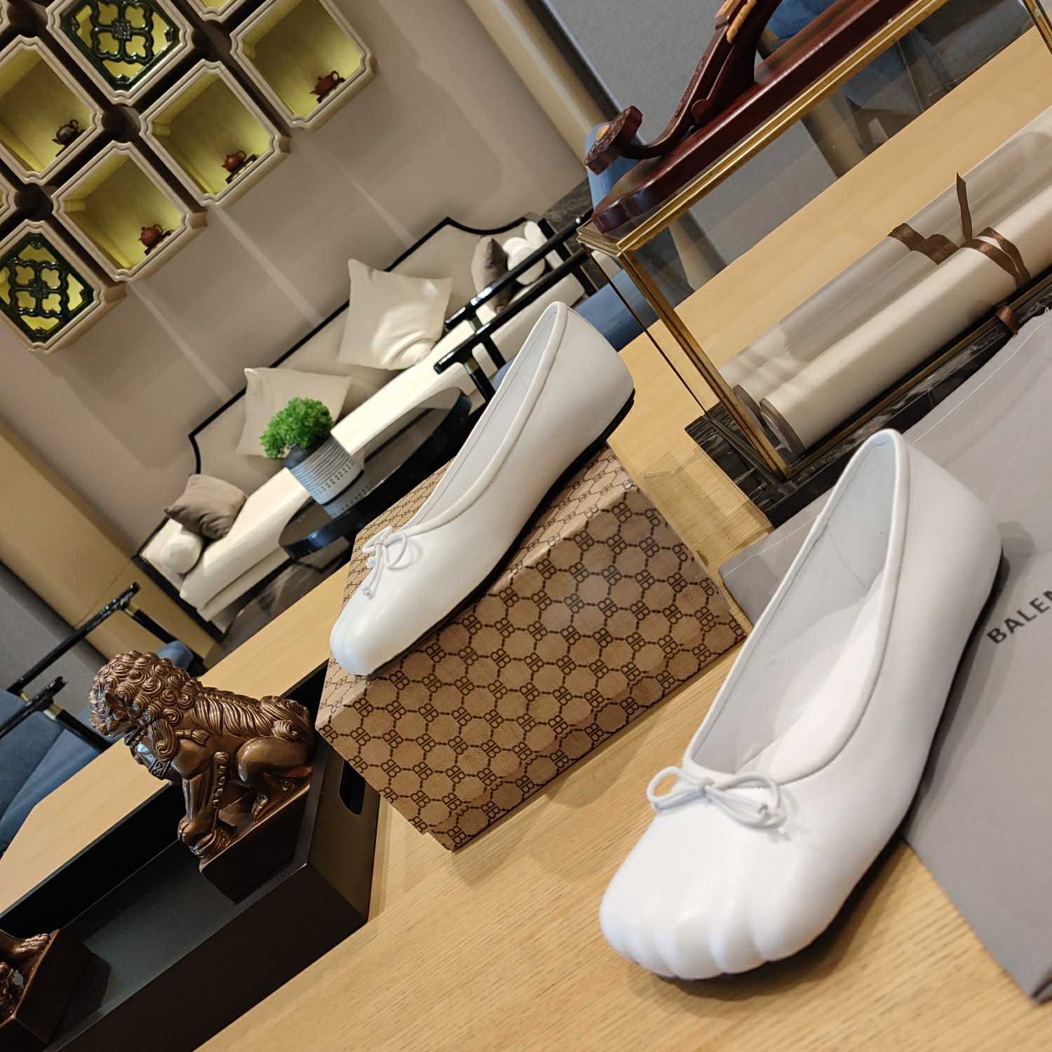 Balenciaga Women's Black Fetish Ballerina Flats - DopestKickz