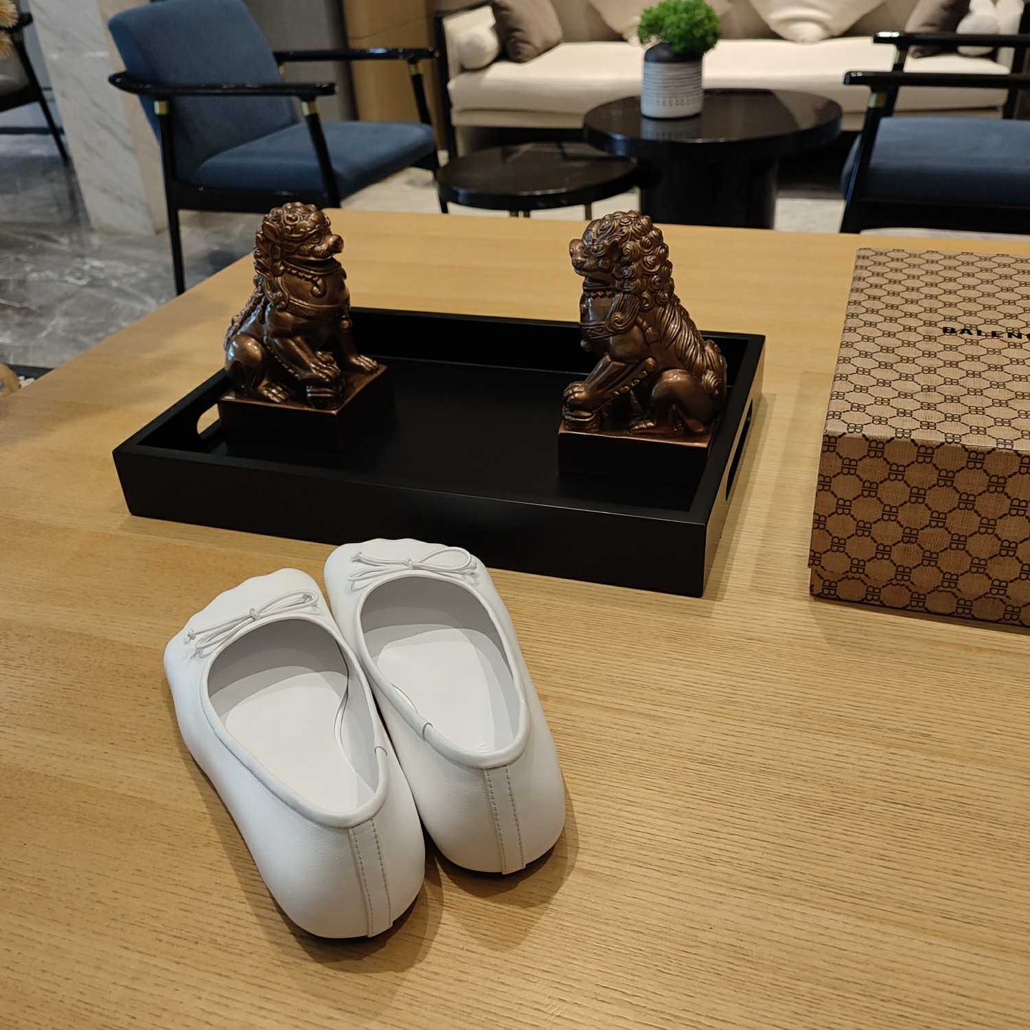 Balenciaga Women's Black Fetish Ballerina Flats - DopestKickz