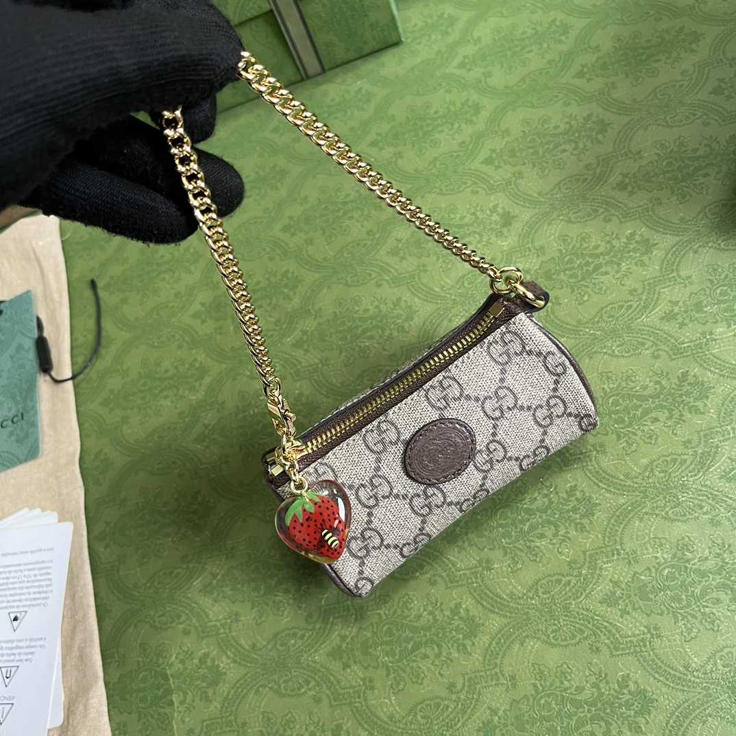 Gucci Coin Purse With Double G Strawberry  - DopestKickz