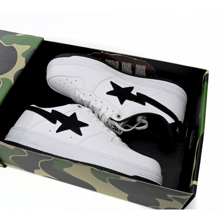 Bape Sta Sta Low White And Black Tick Sneaker     1173-191-912  - DopestKickz
