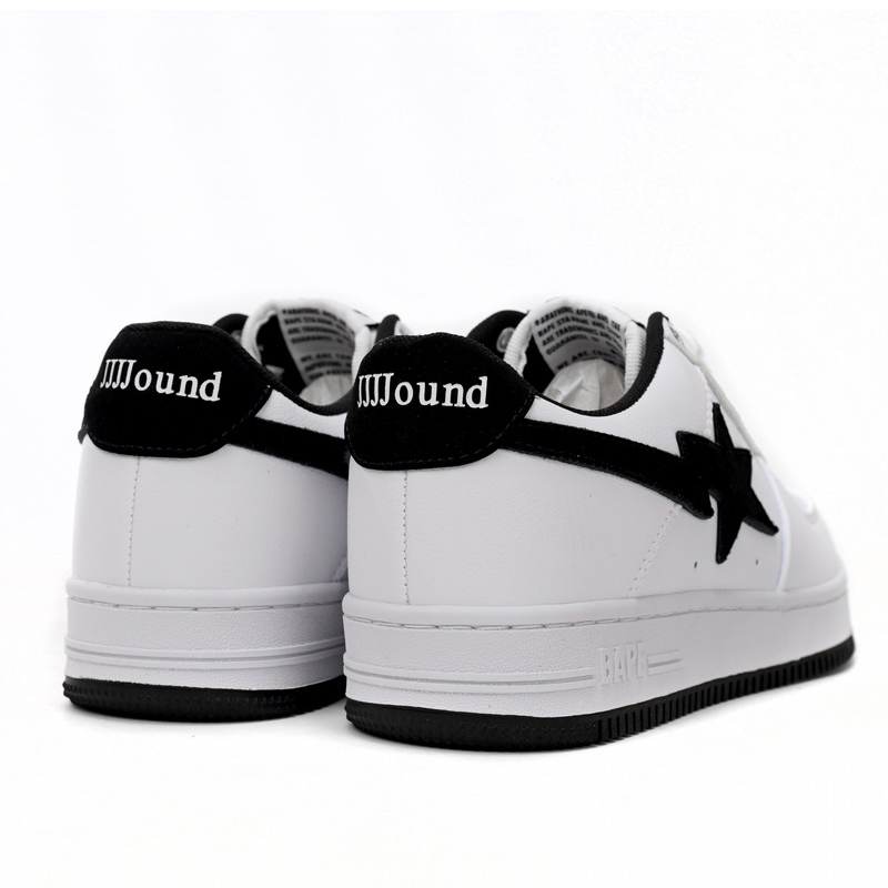 Bape Sta Sta Low White And Black Tick Sneaker     1173-191-912  - DopestKickz