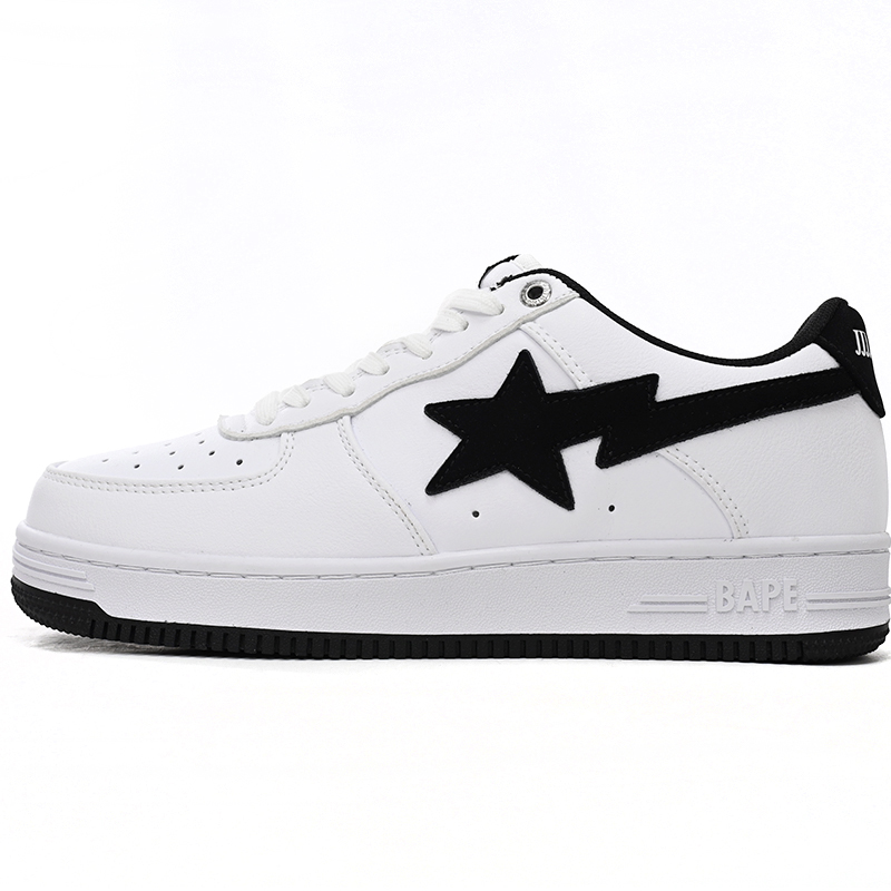 Bape Sta Sta Low White And Black Tick Sneaker     1173-191-912  - DopestKickz