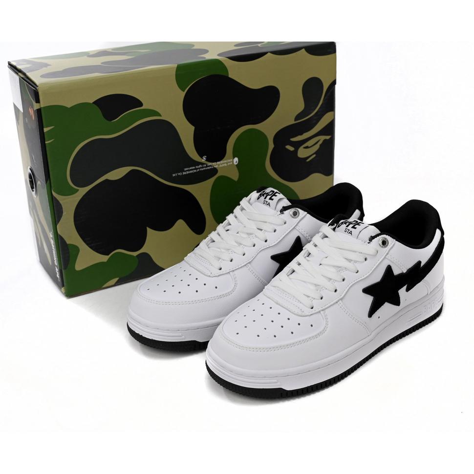 Bape Sta Sta Low White And Black Tick Sneaker     1173-191-912  - DopestKickz