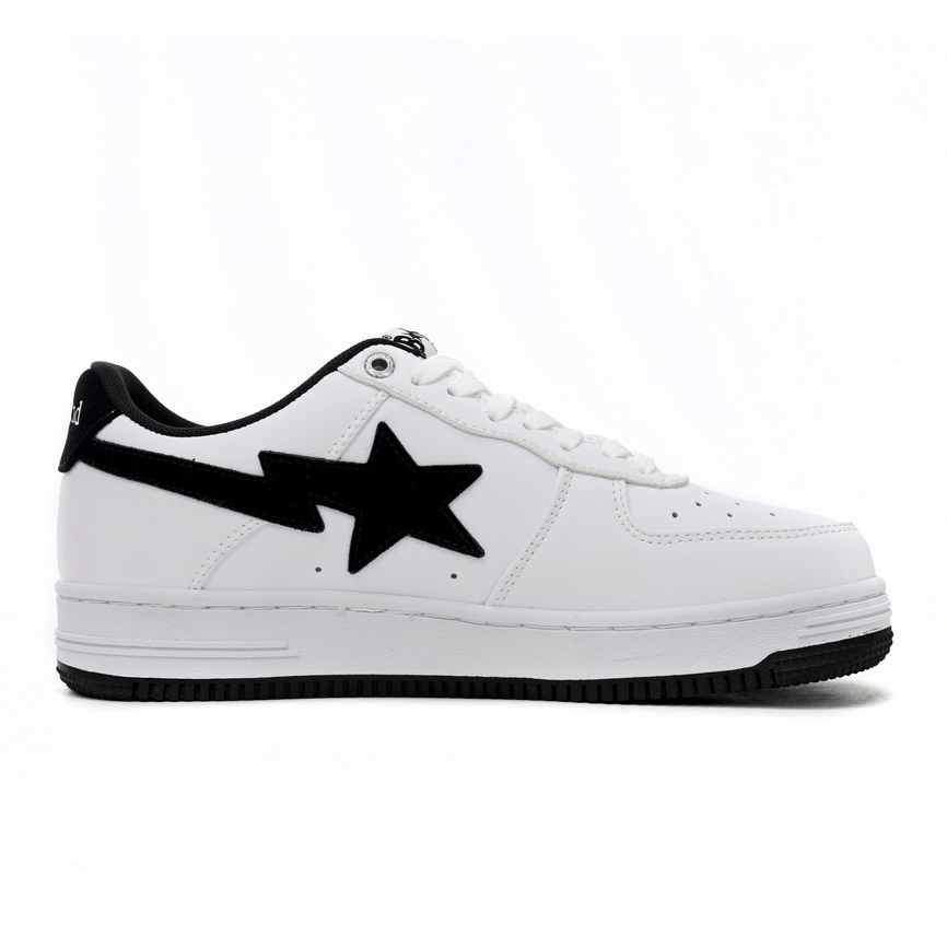 Bape Sta Sta Low White And Black Tick Sneaker     1173-191-912  - DopestKickz