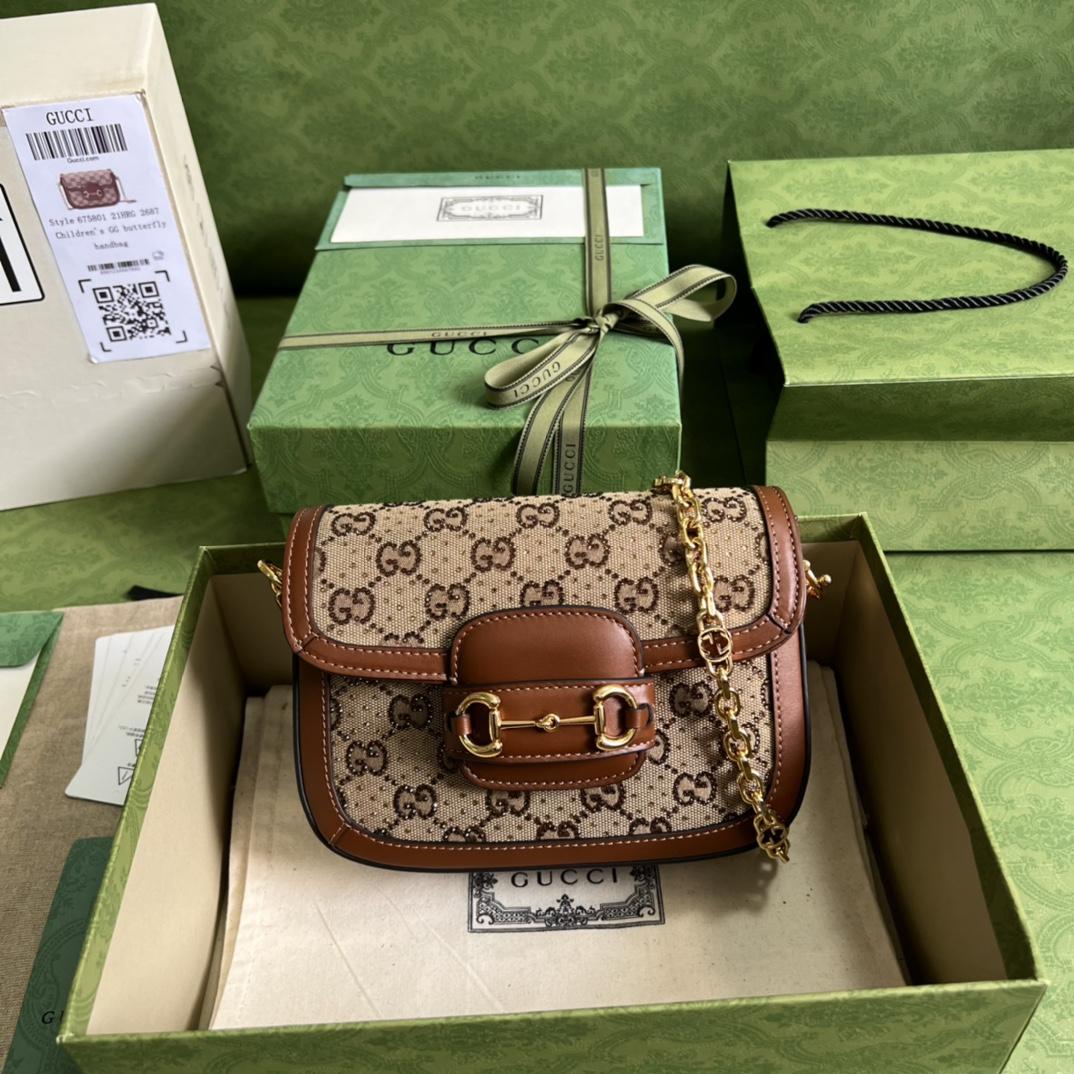 Gucci Horsebit 1955 GG Mini Bag(20.5x14x5cm)   - DopestKickz