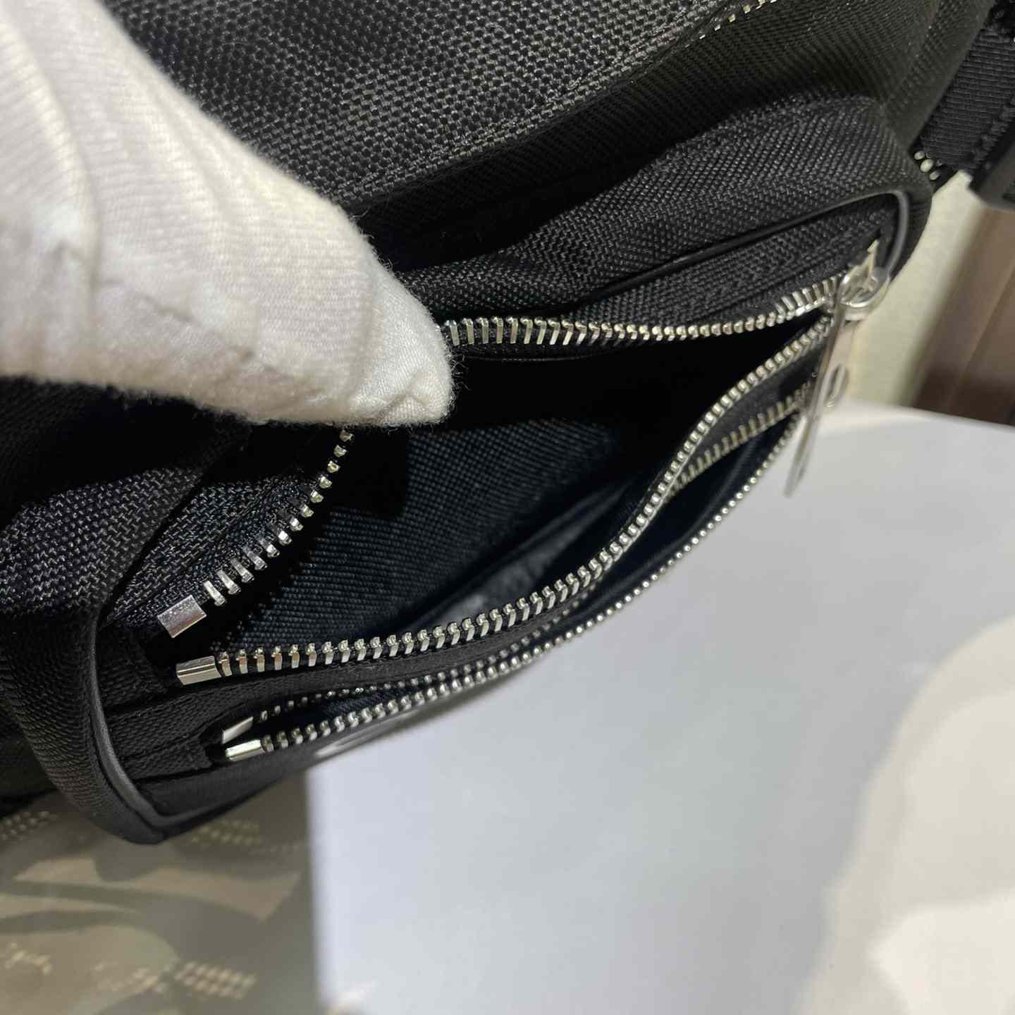 Celine Large Zipped Belt Bag Trekking In Nylon With Celine Print Black - DopestKickz