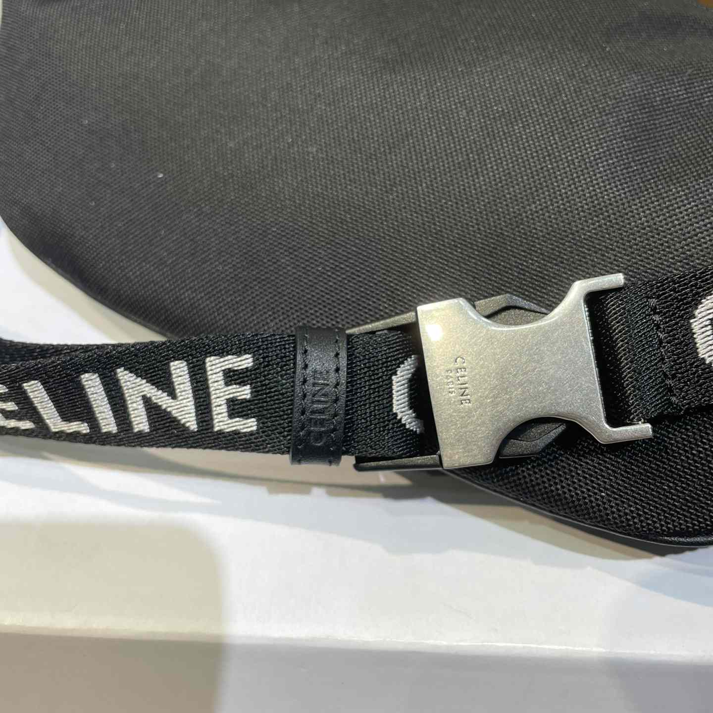Celine Large Zipped Belt Bag Trekking In Nylon With Celine Print Black - DopestKickz