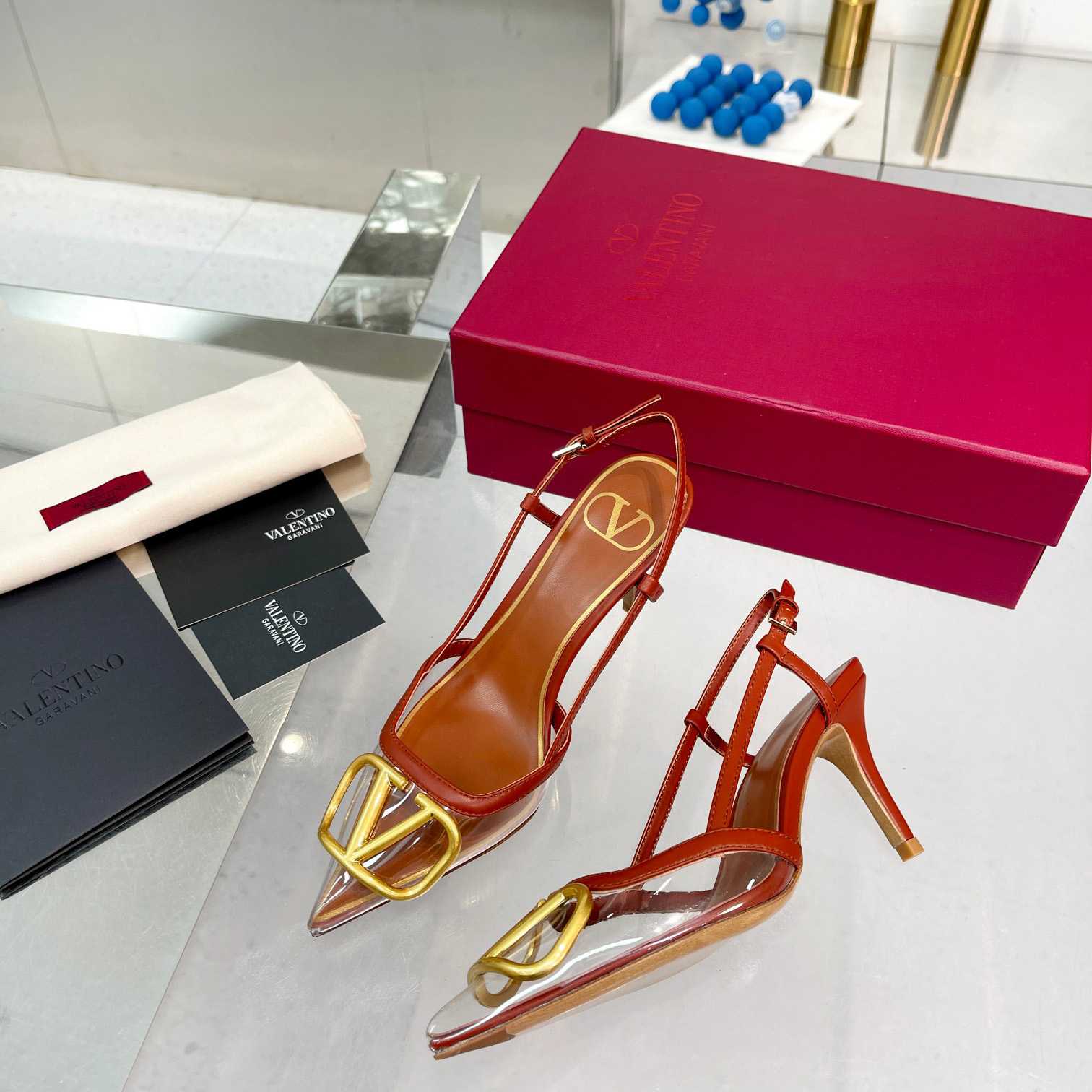 Valenti VLogo Signature Slingback Pump In Transparent Polymer Material  80MM - DopestKickz