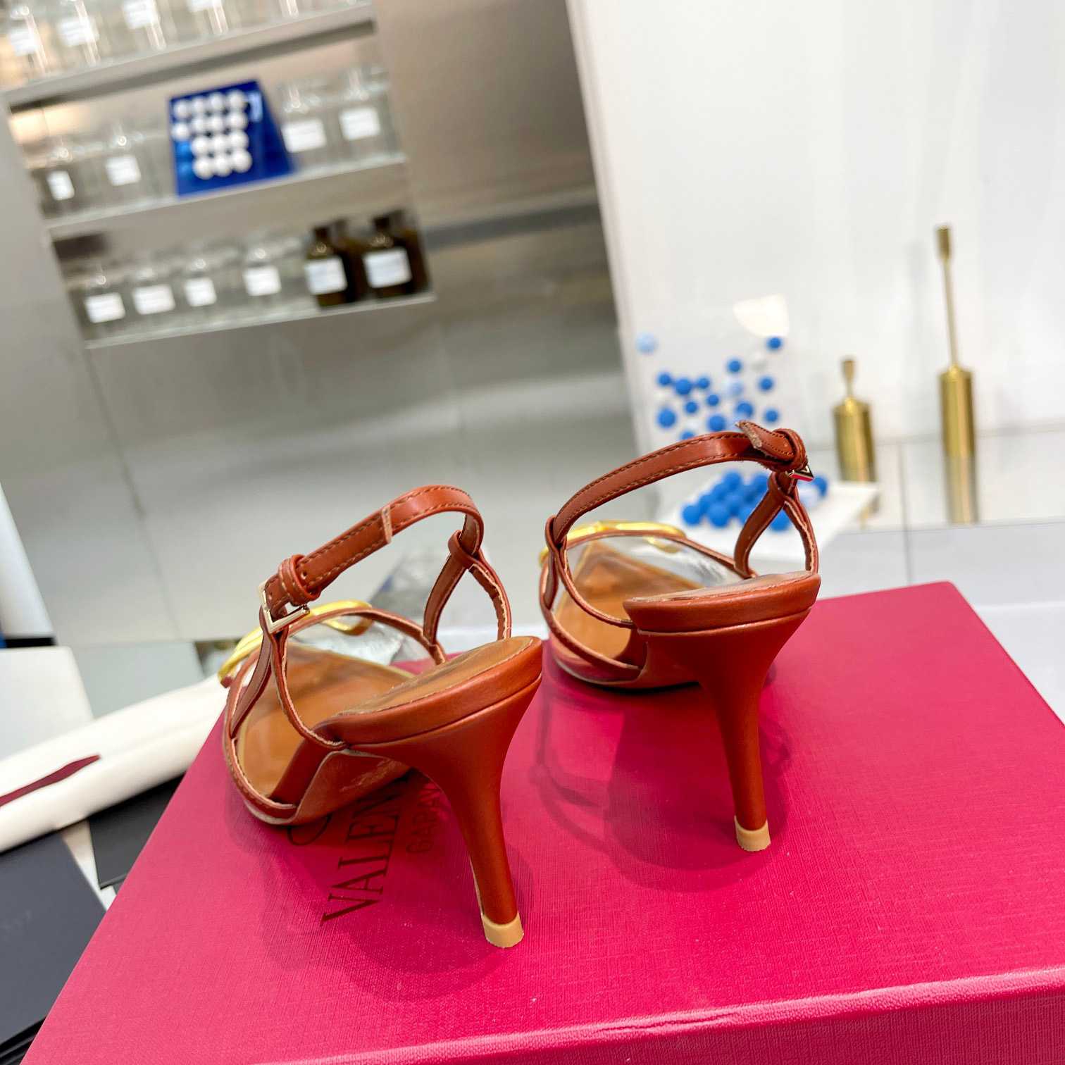 Valenti VLogo Signature Slingback Pump In Transparent Polymer Material  80MM - DopestKickz