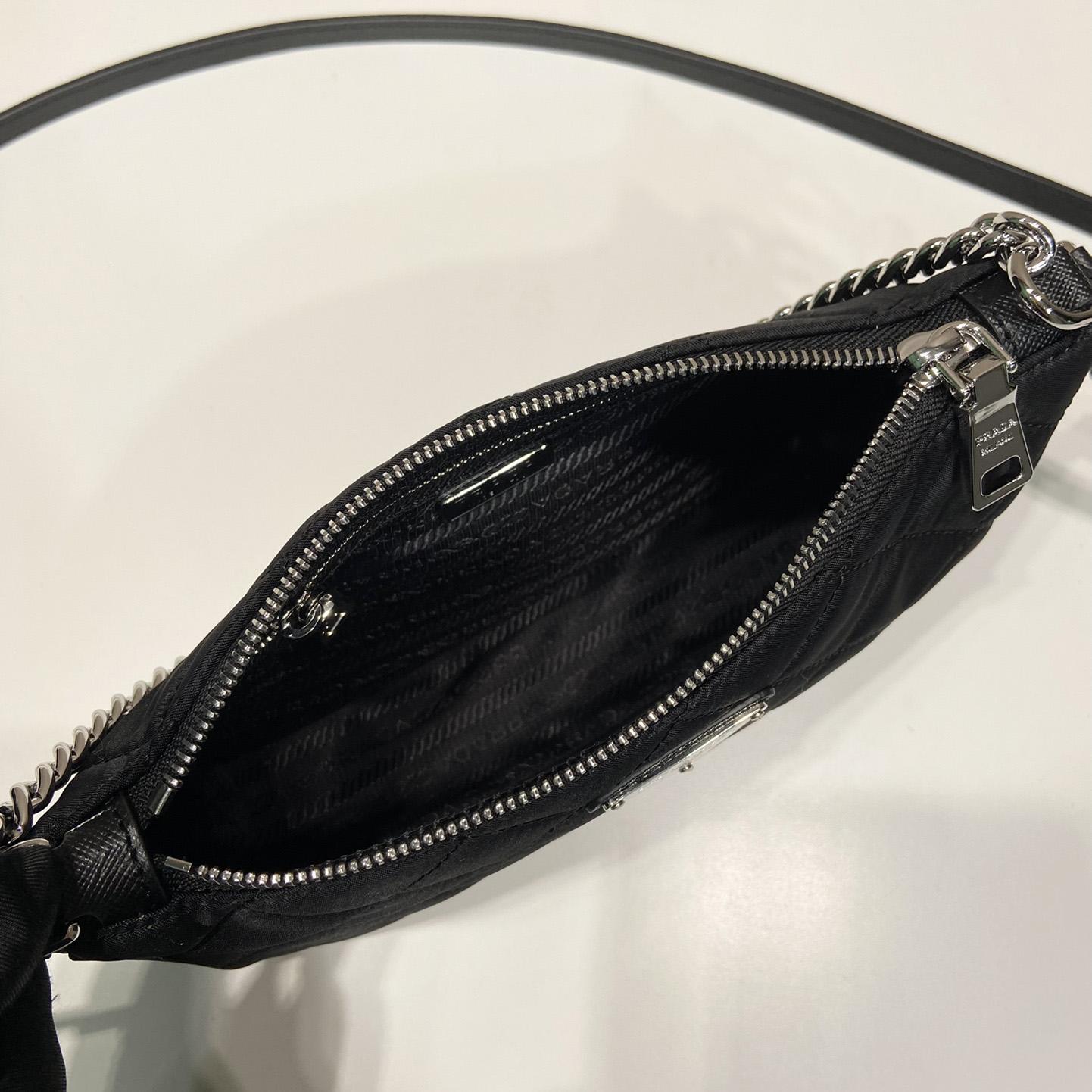 Prada Tessuto Nylon Quilted Chain Convertible Crossbody Bag - DopestKickz