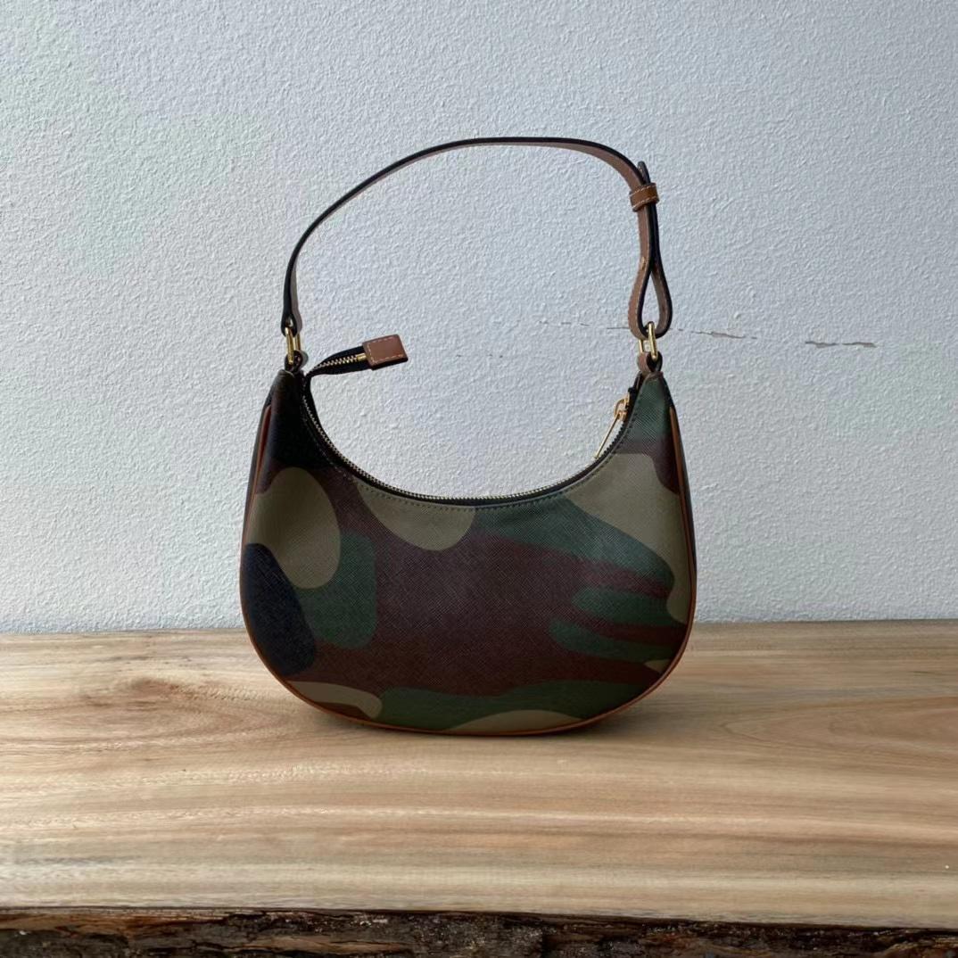 Celine Canvas Calfskin Camouflage Ava Logo Triomphe Shoulder Bag Khaki (24.5-18-7.5cm) - DopestKickz