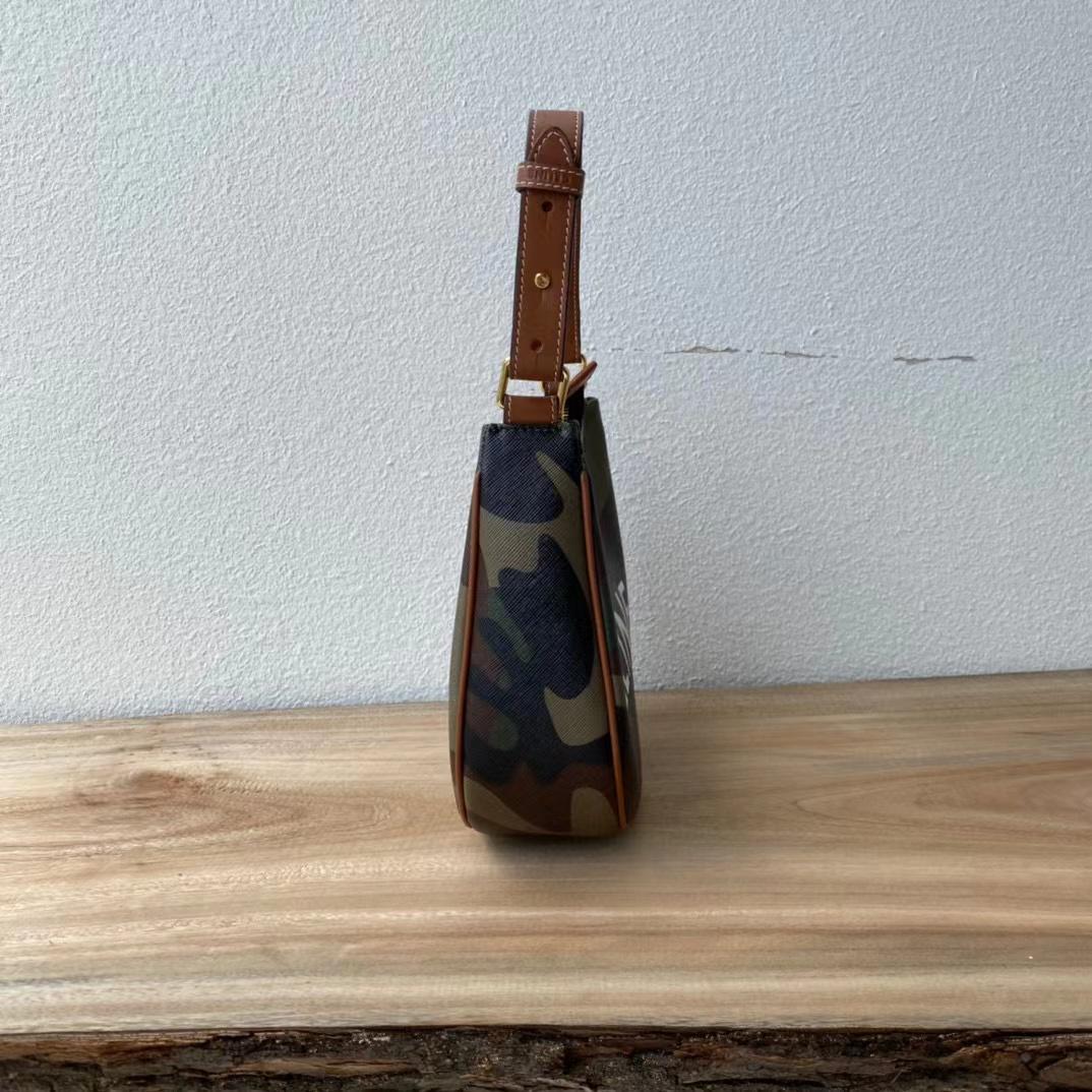 Celine Canvas Calfskin Camouflage Ava Logo Triomphe Shoulder Bag Khaki (24.5-18-7.5cm) - DopestKickz