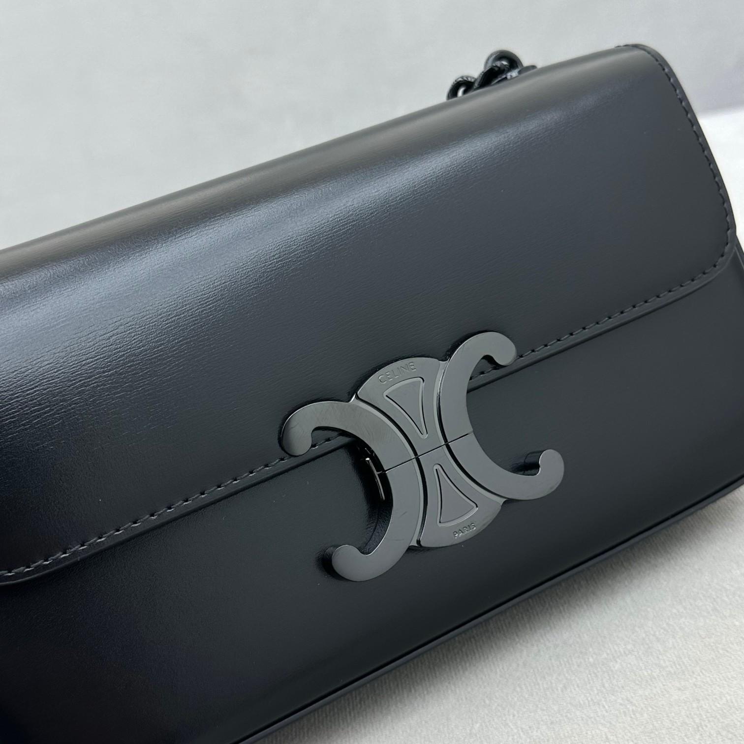 Celine Chain Shoulder Bag Triomphe In Shiny Calfskin - DopestKickz