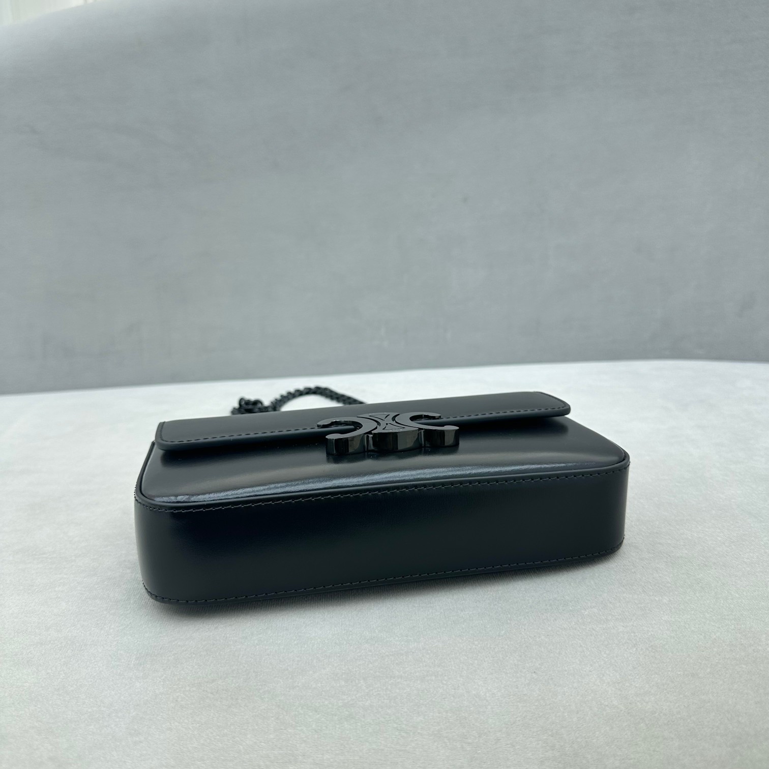 Celine Chain Shoulder Bag Triomphe In Shiny Calfskin - DopestKickz