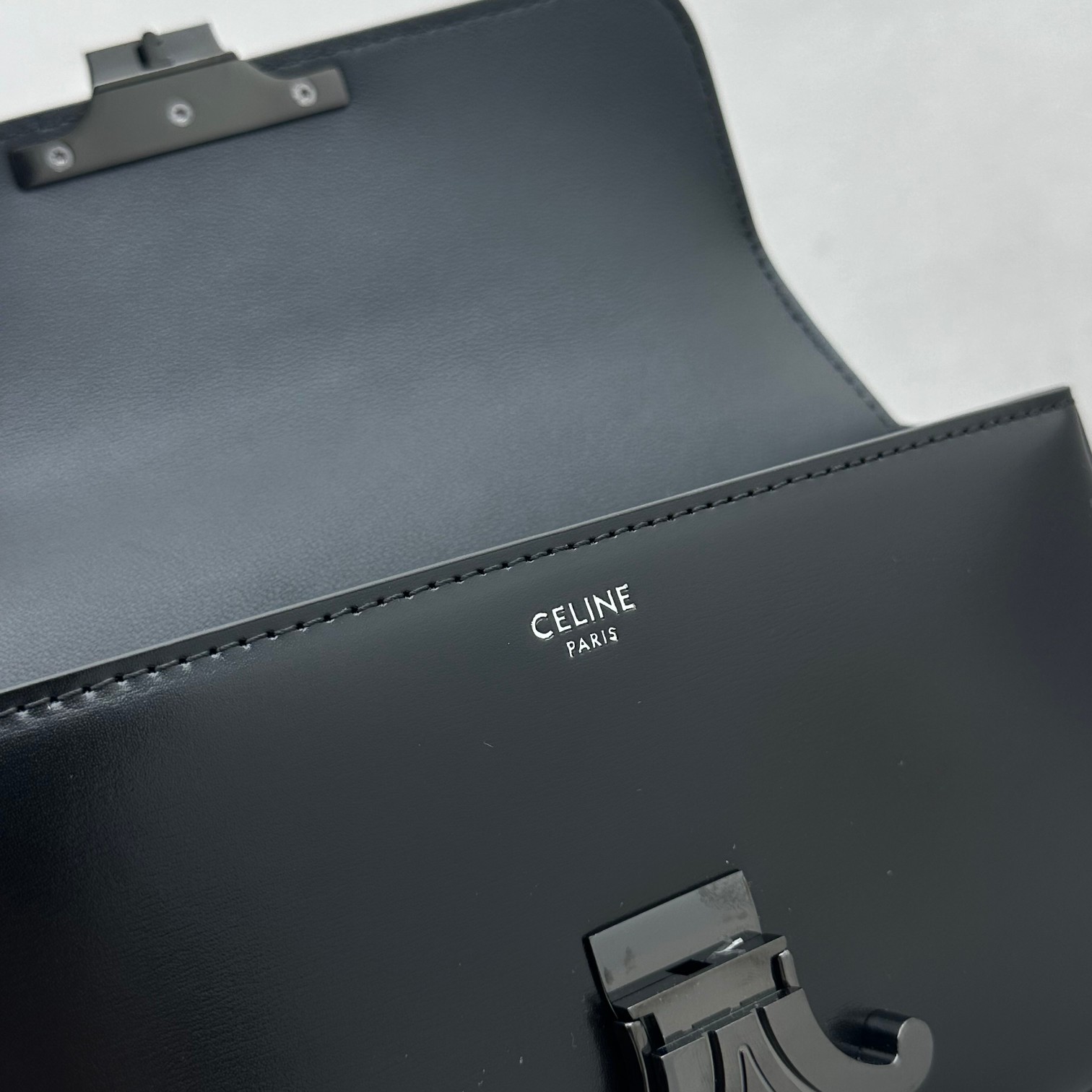 Celine Chain Shoulder Bag Triomphe In Shiny Calfskin - DopestKickz