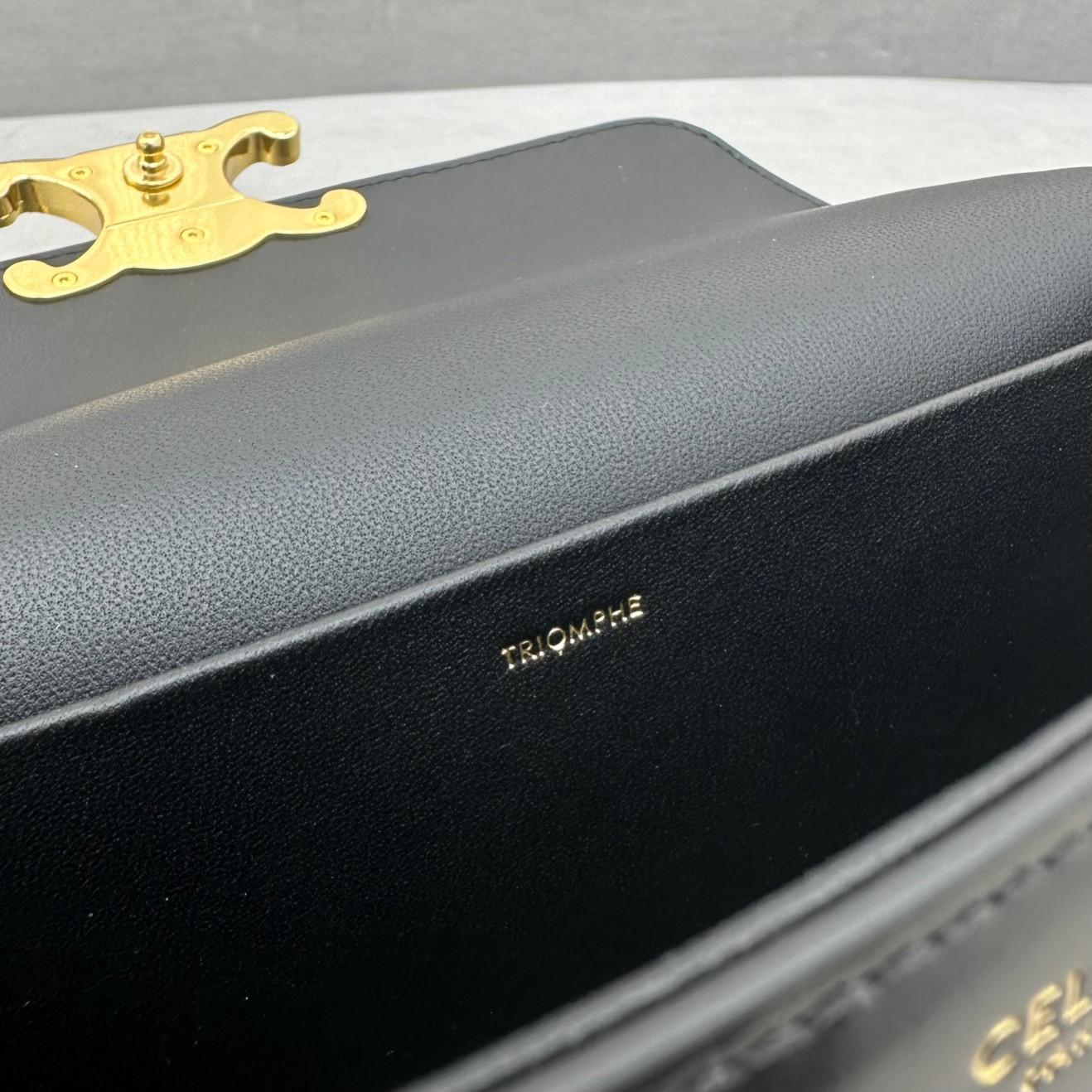 Celine Chain Shoulder Bag Triomphe In Shiny Calfskin - DopestKickz