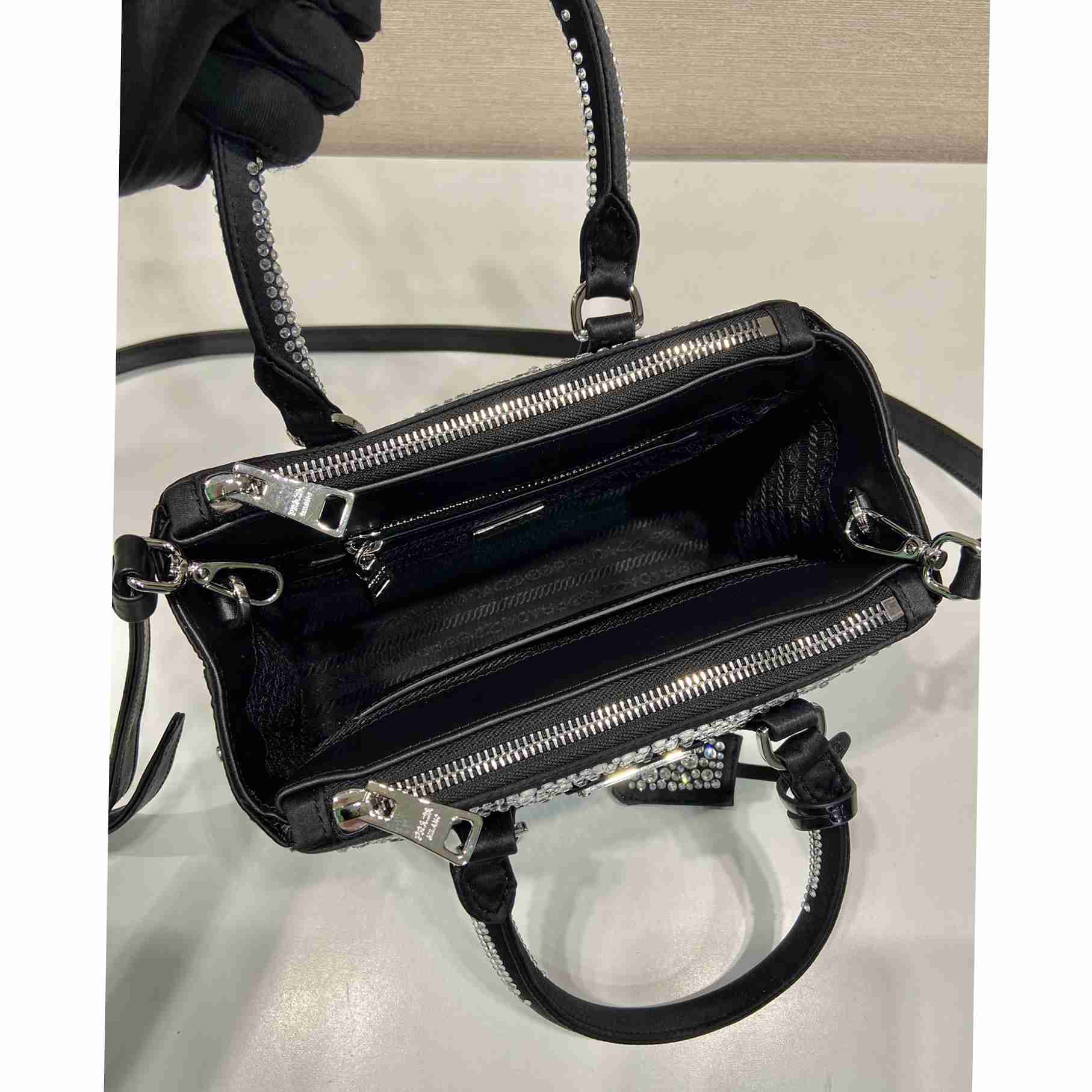 Prada Galleria Satin Mini-bag With Crystals - DopestKickz