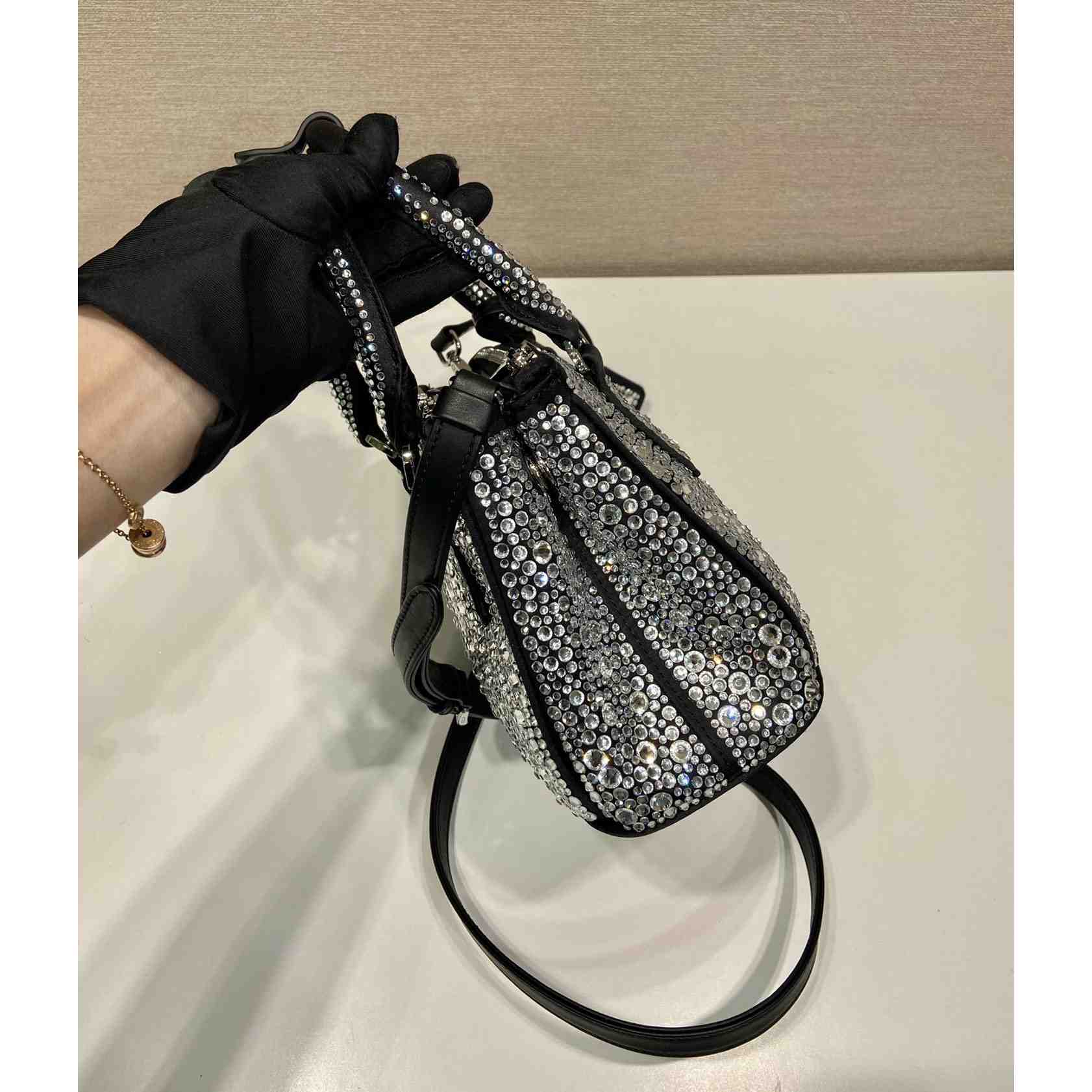 Prada Galleria Satin Mini-bag With Crystals - DopestKickz