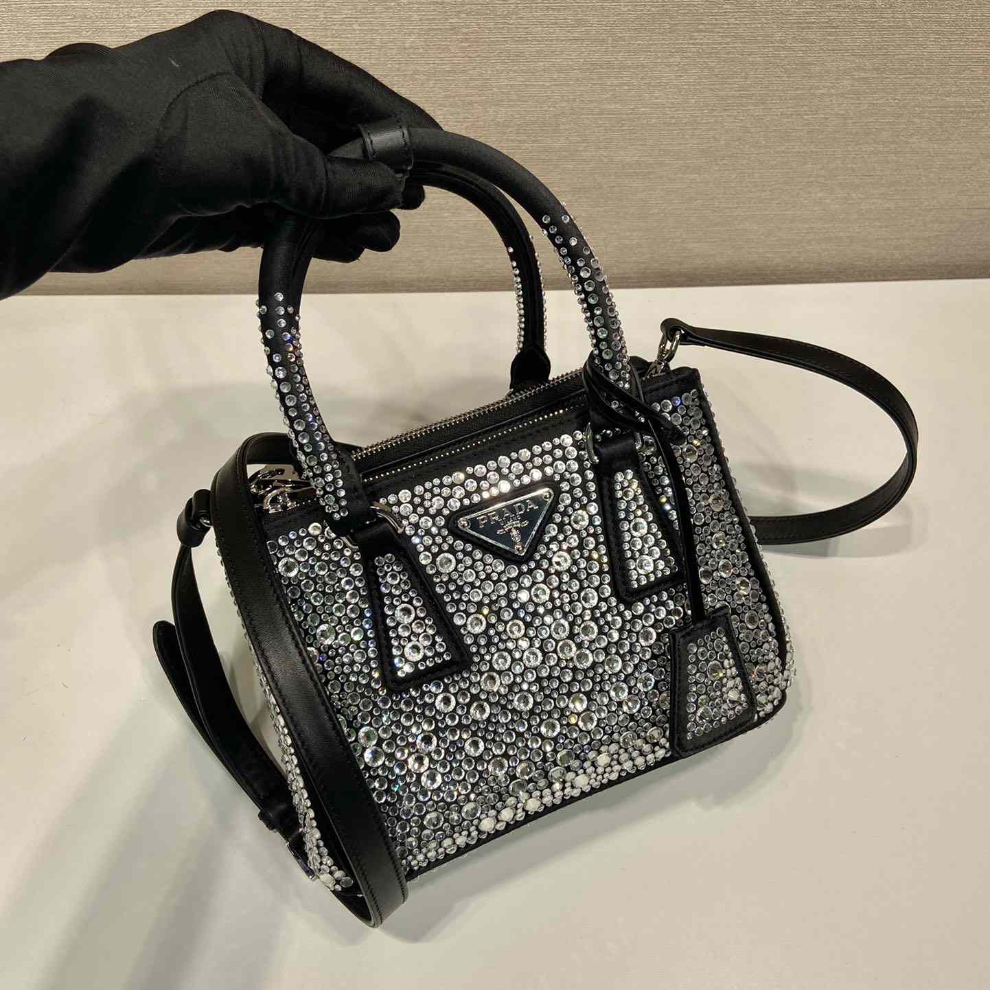 Prada Galleria Satin Mini-bag With Crystals - DopestKickz