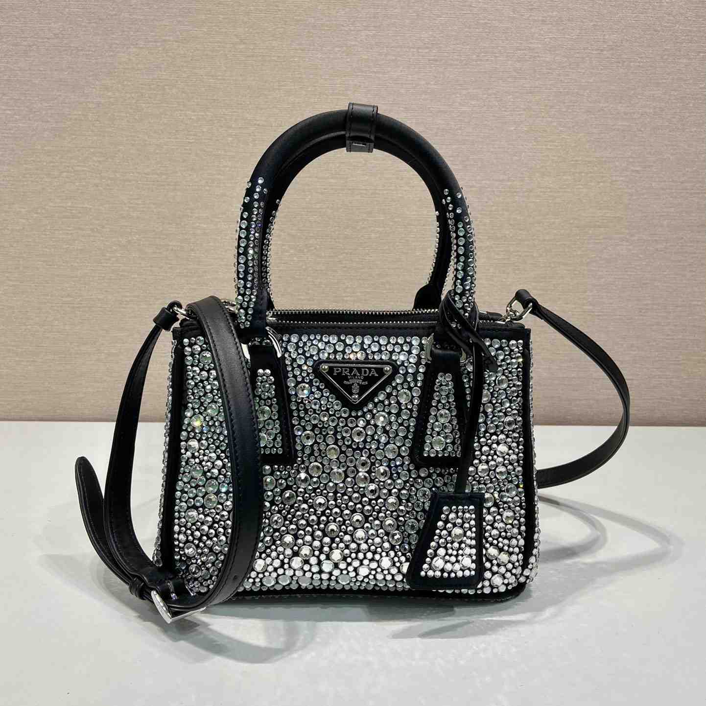 Prada Galleria Satin Mini-bag With Crystals - DopestKickz