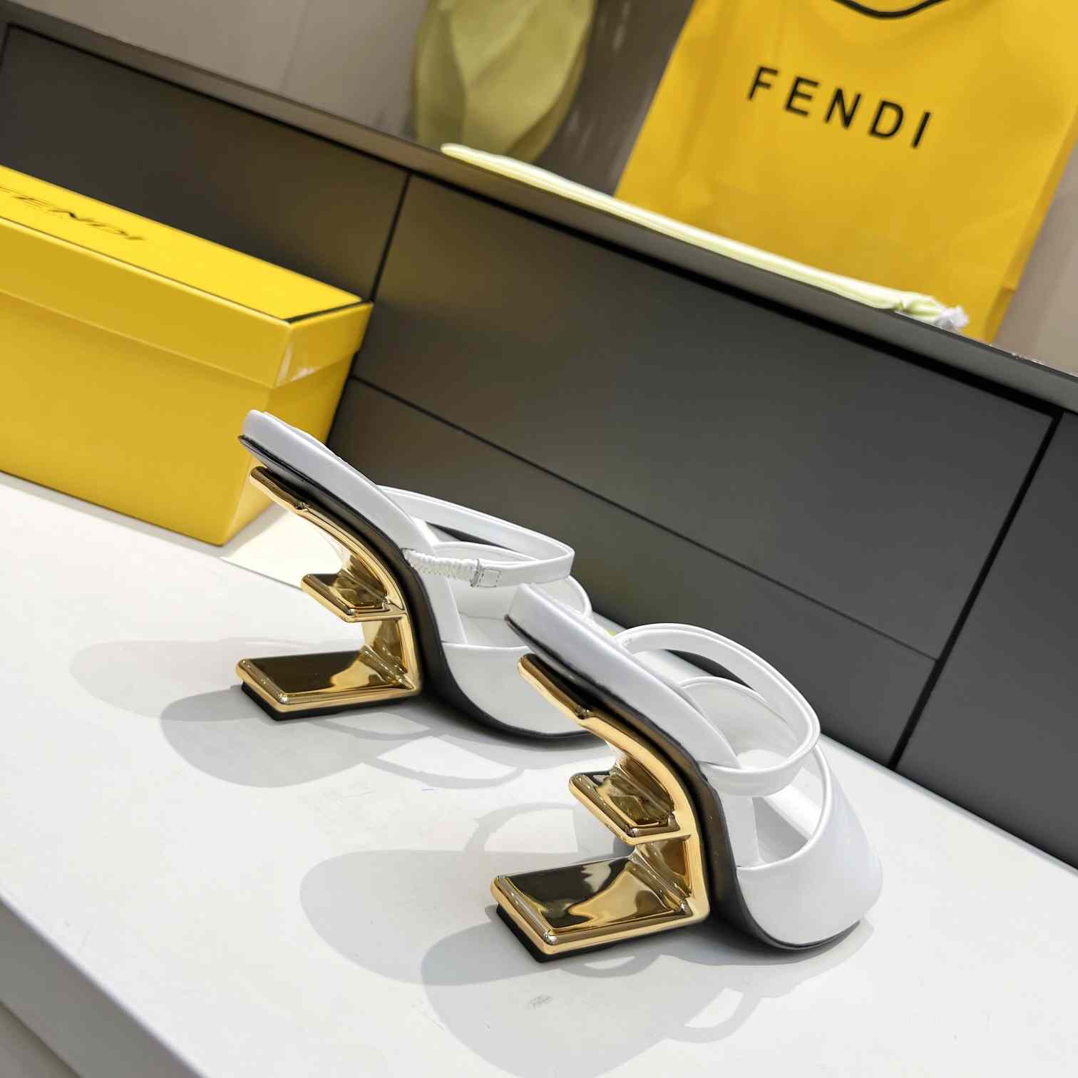 Fendi First White Leather High-Heeled Sandals - DopestKickz