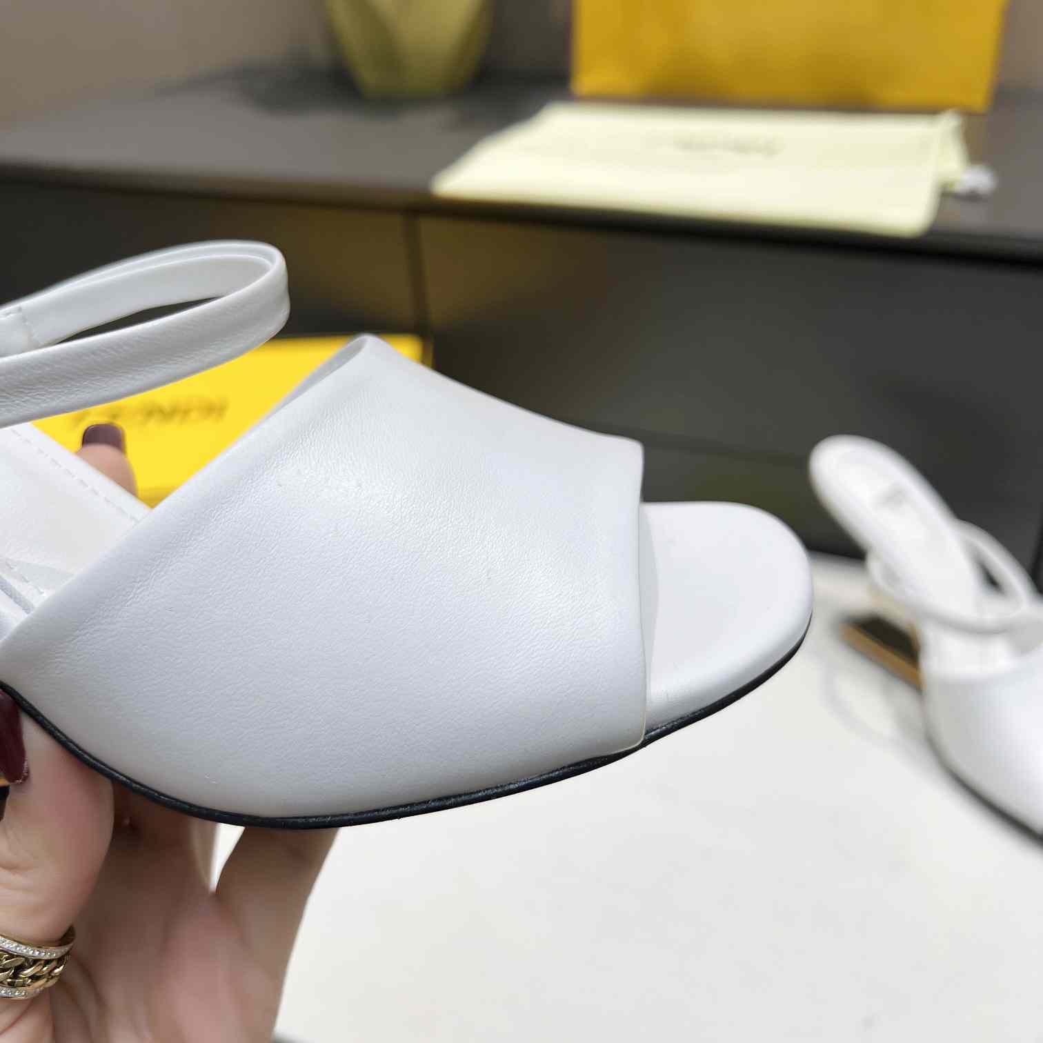 Fendi First White Leather High-Heeled Sandals - DopestKickz