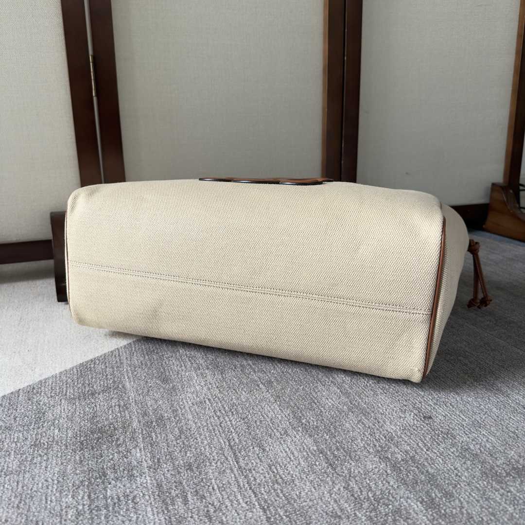 Celine Cabas Drawstring Cuir Triomphe In Textile And Calfskin Natural / Tan - DopestKickz