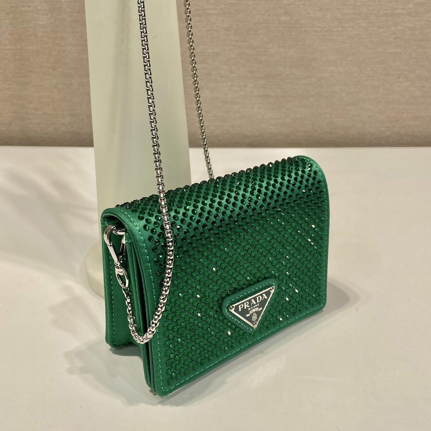 Prada Cardholder With Shoulder Strap And Crystals - DopestKickz