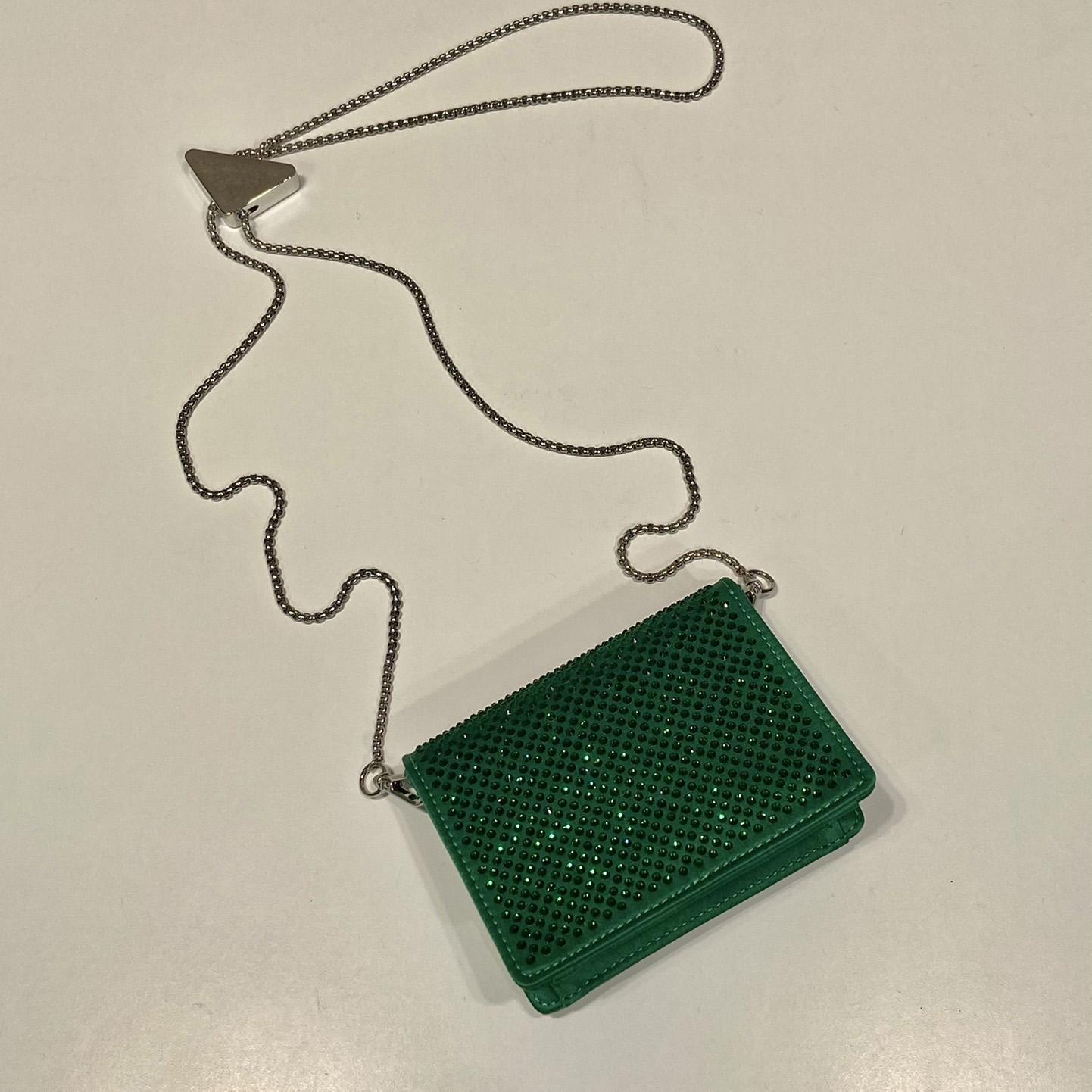 Prada Cardholder With Shoulder Strap And Crystals - DopestKickz