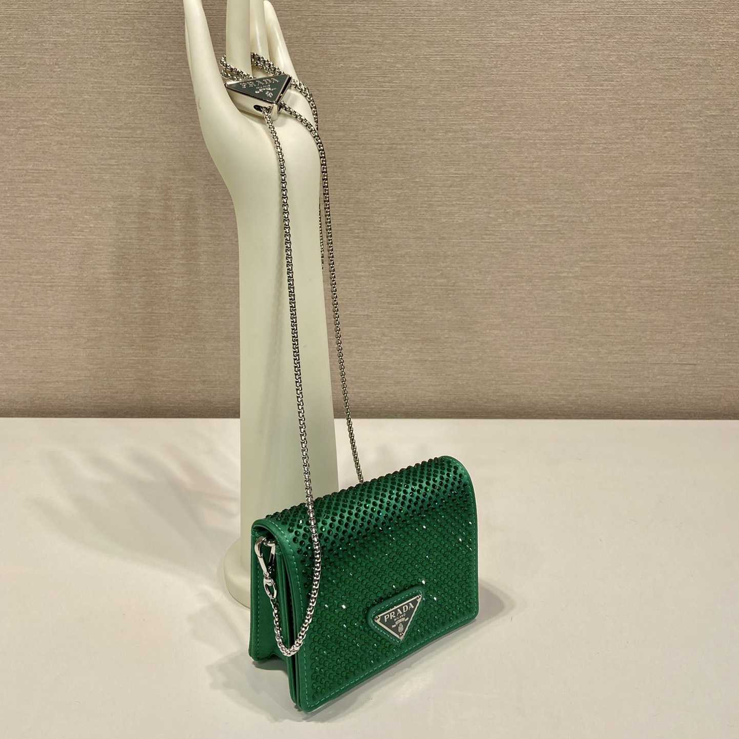 Prada Cardholder With Shoulder Strap And Crystals - DopestKickz