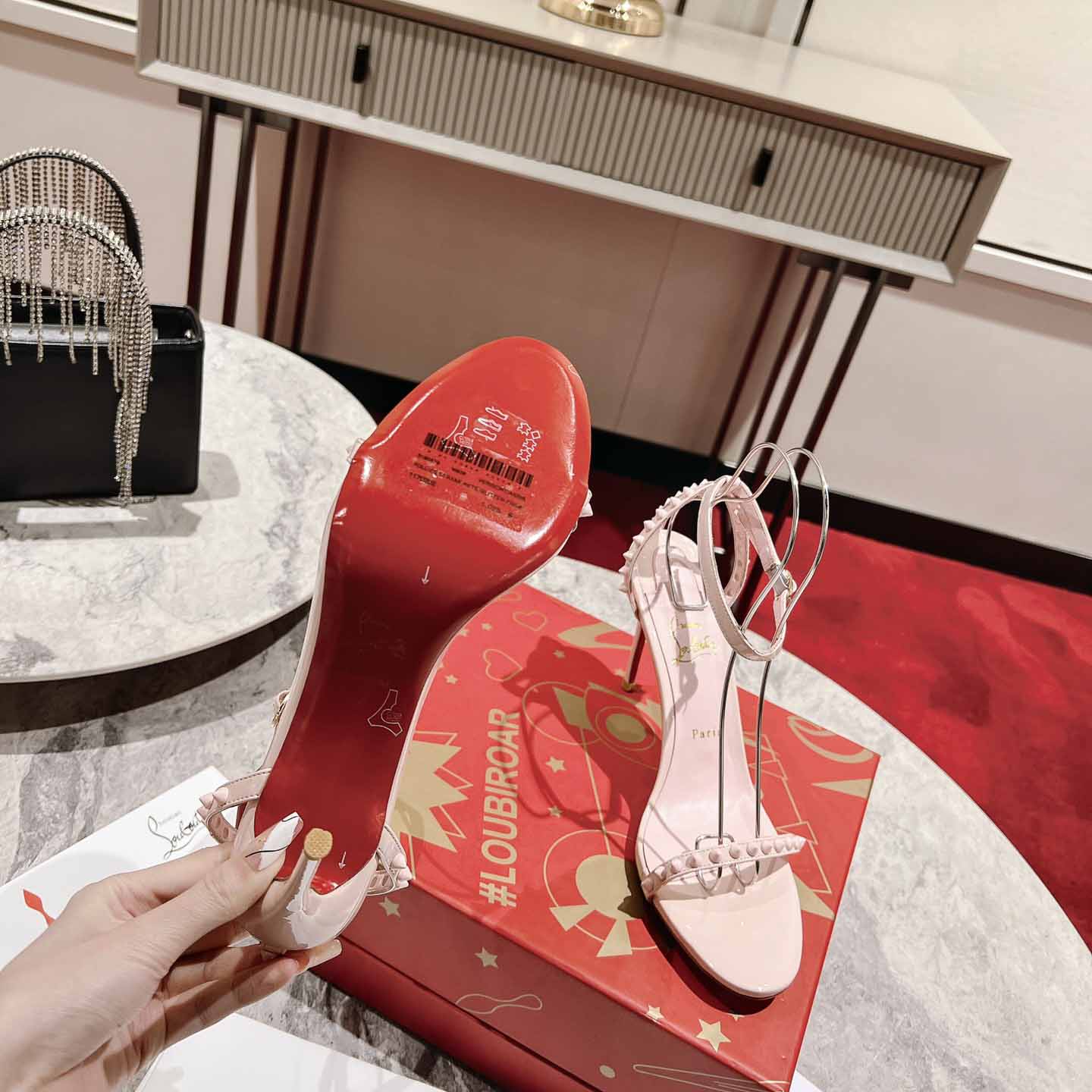 Christian Louboutin Nudes Rosalie Leather Sandals - DopestKickz