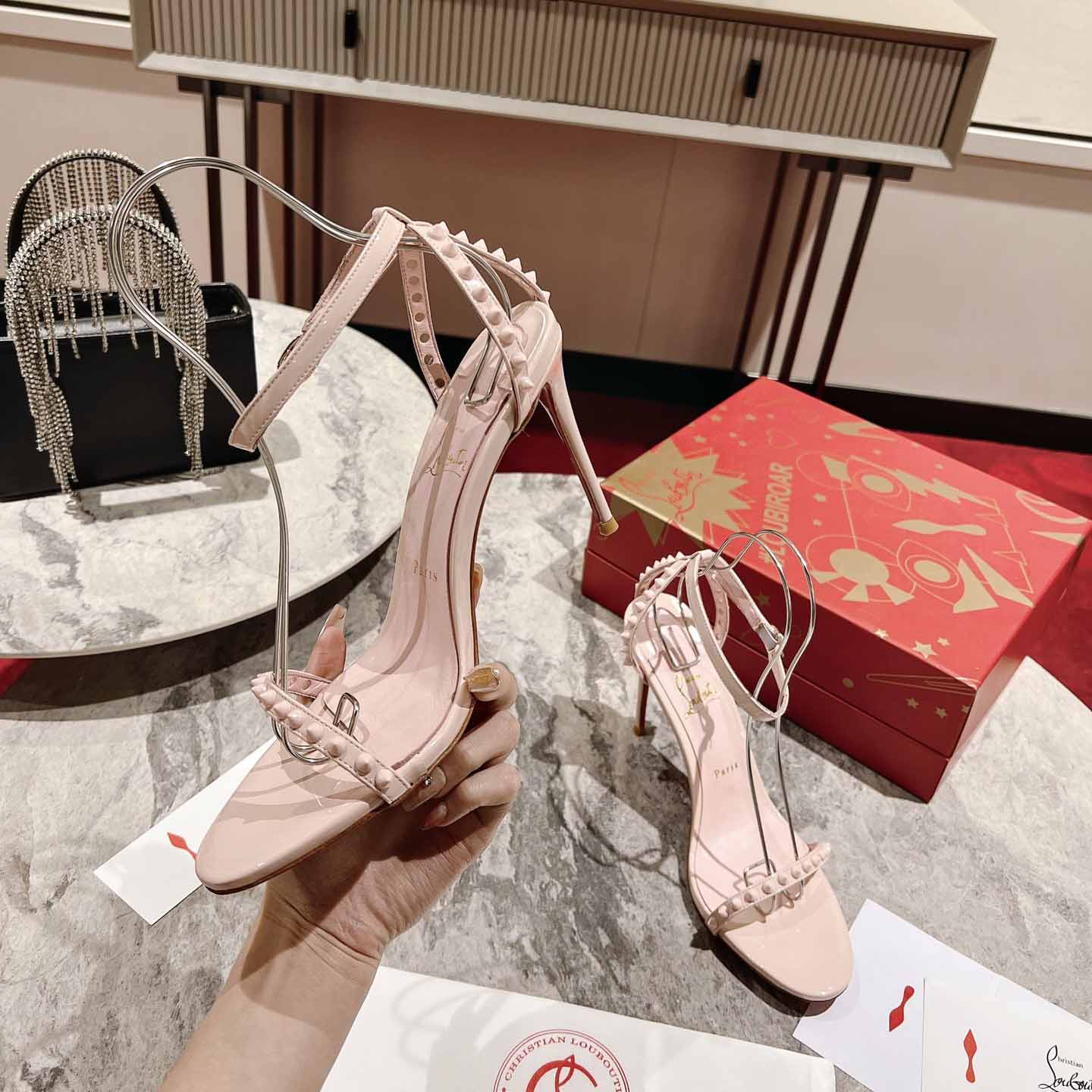 Christian Louboutin Nudes Rosalie Leather Sandals - DopestKickz