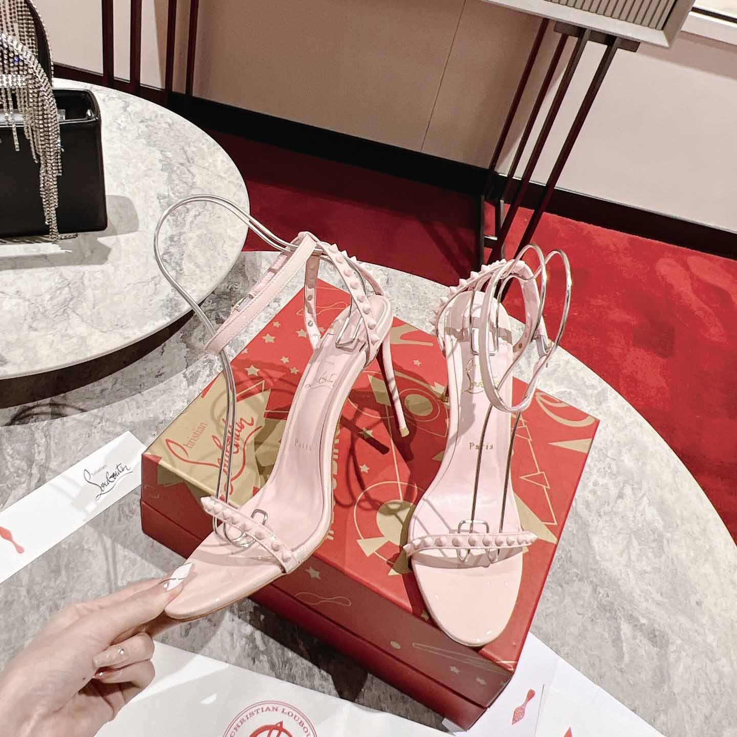 Christian Louboutin Nudes Rosalie Leather Sandals - DopestKickz