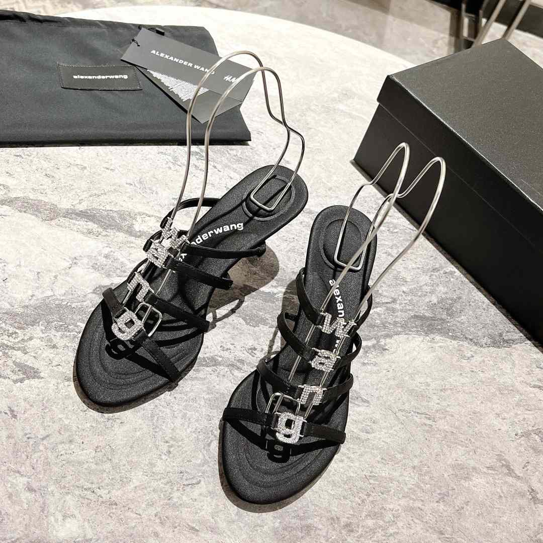 Alexander Wang Nala 65/80 Logo Sandal In Satin - DopestKickz