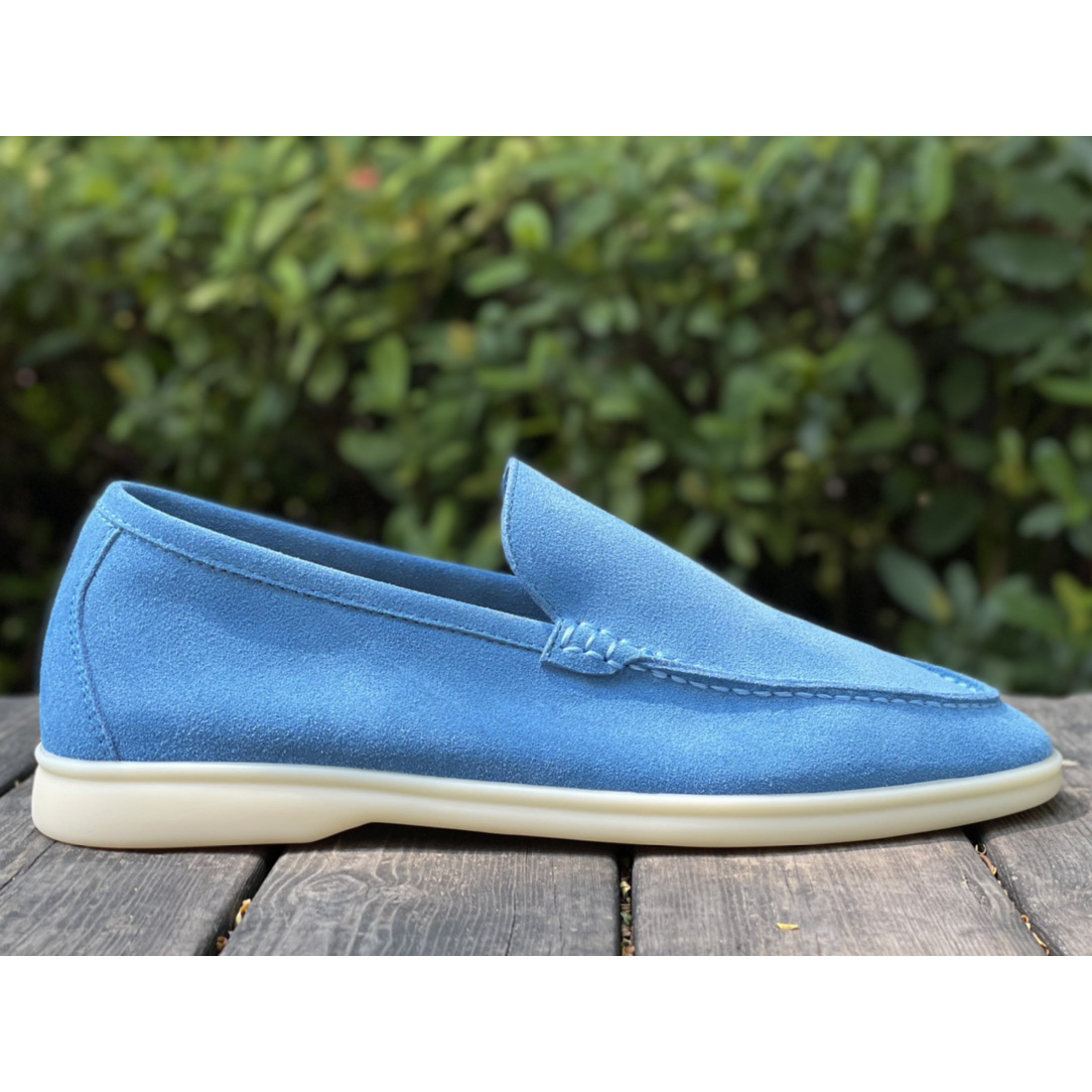 Loro Piana Summer Walk Loafers In Blue - DopestKickz