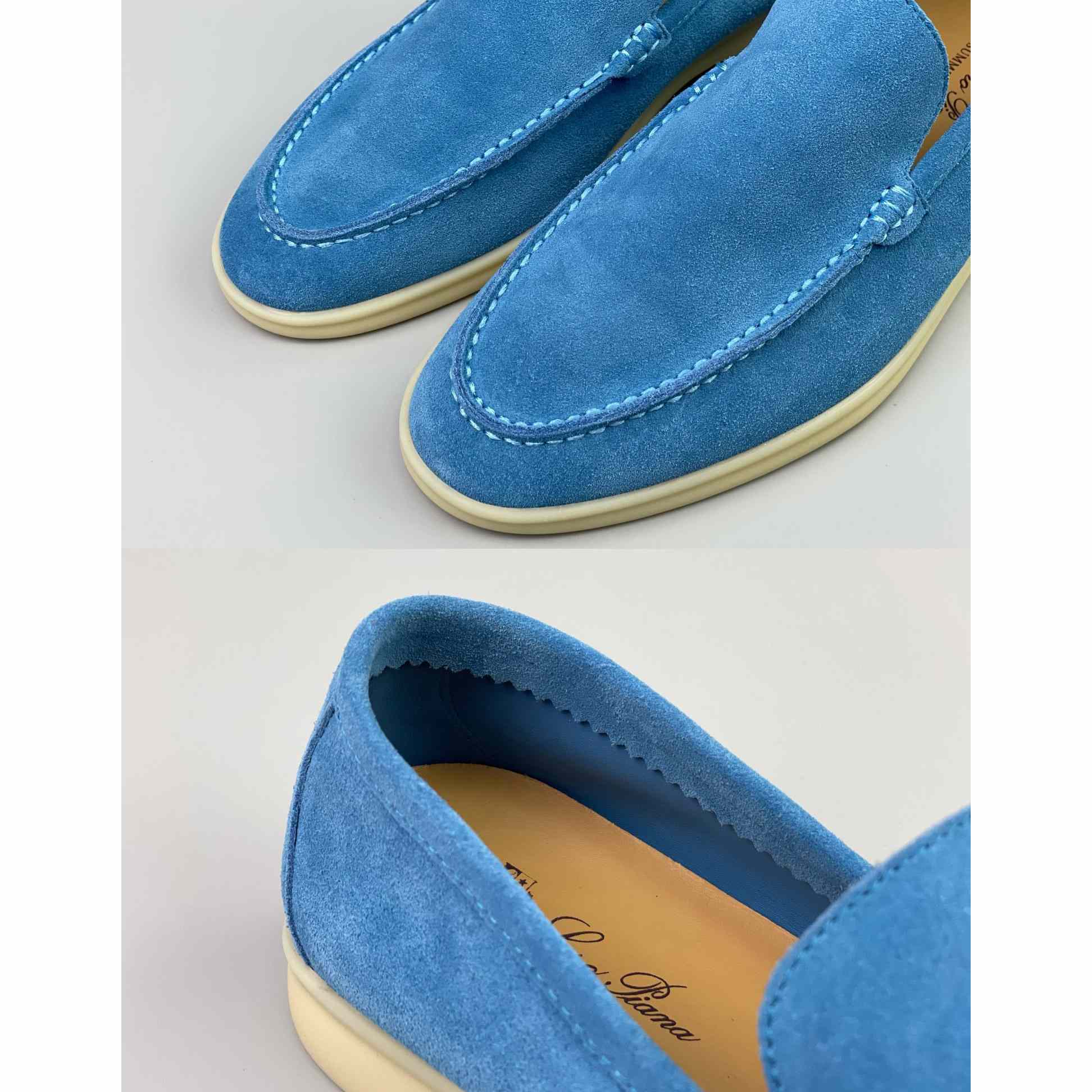Loro Piana Summer Walk Loafers In Blue - DopestKickz