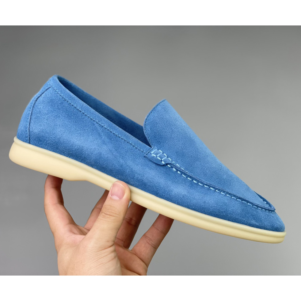 Loro Piana Summer Walk Loafers In Blue - DopestKickz