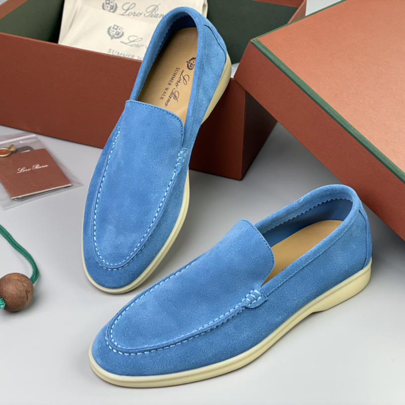Loro Piana Summer Walk Loafers In Blue - DopestKickz
